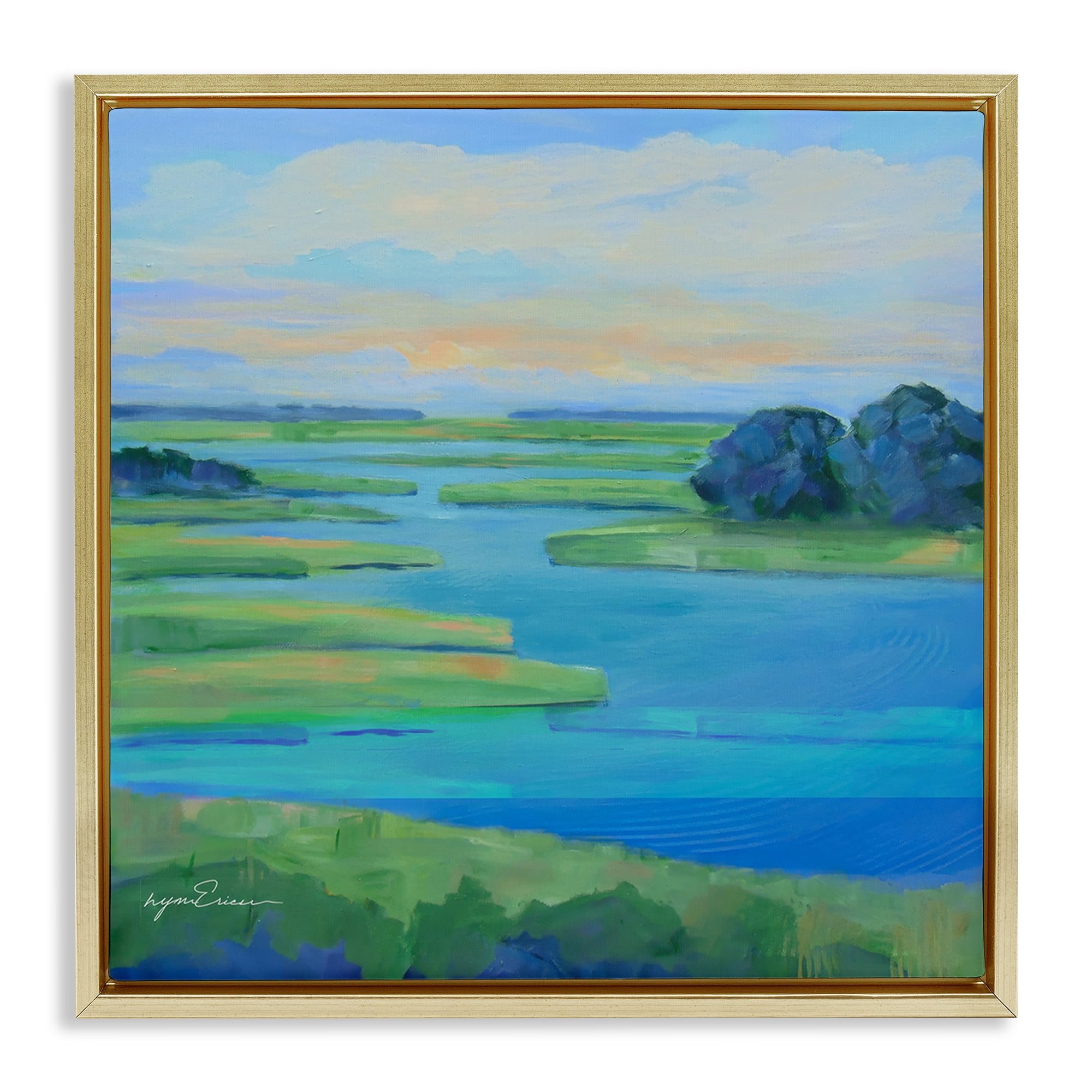 Stupell Industries Scenic Scarborough Marshes Gold Framed Floater Canvas Wall Art, design by Lynn Ericson Fine Art