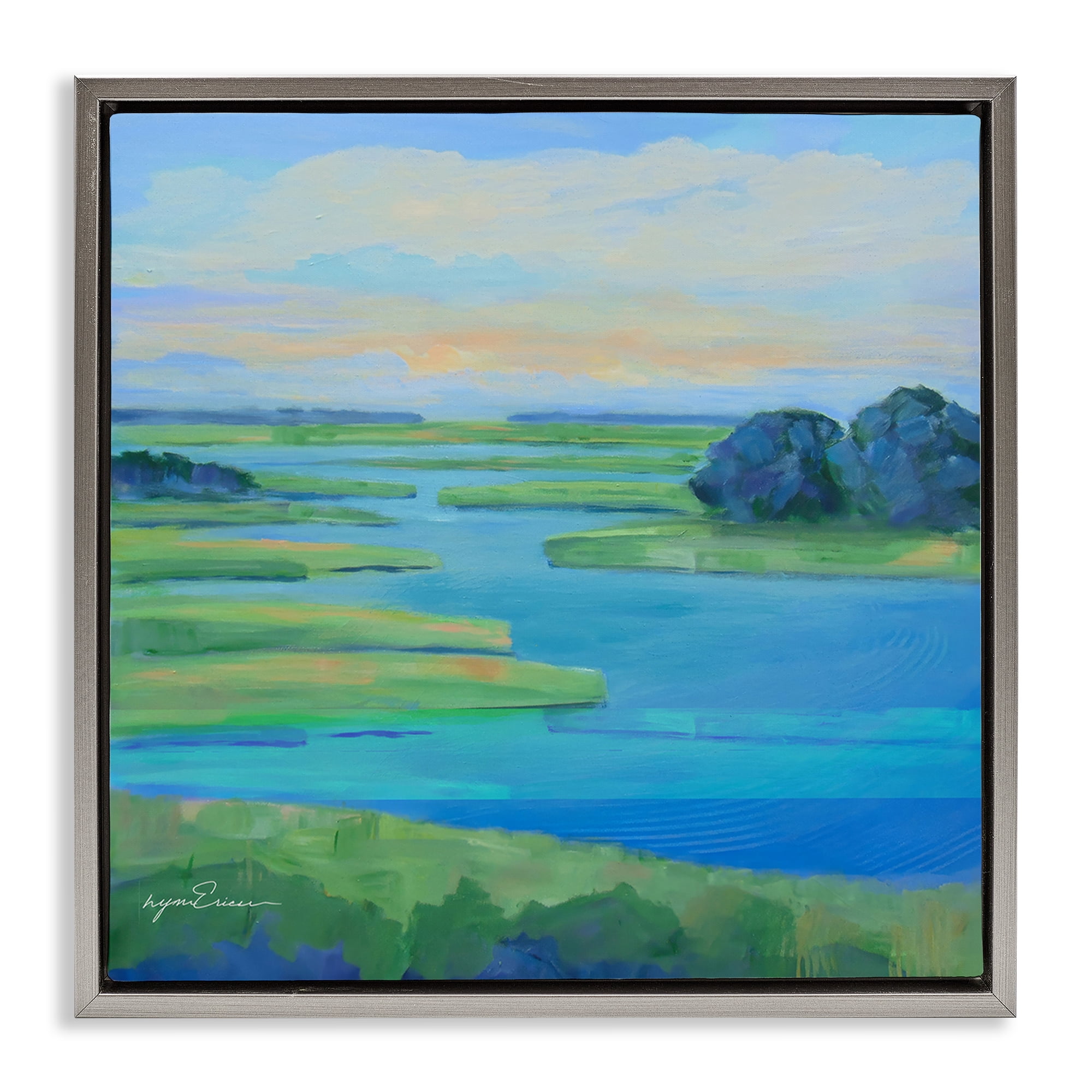 Stupell Industries Scenic Scarborough Marshes Gray Framed Floater Canvas Wall Art, design by Lynn Ericson Fine Art