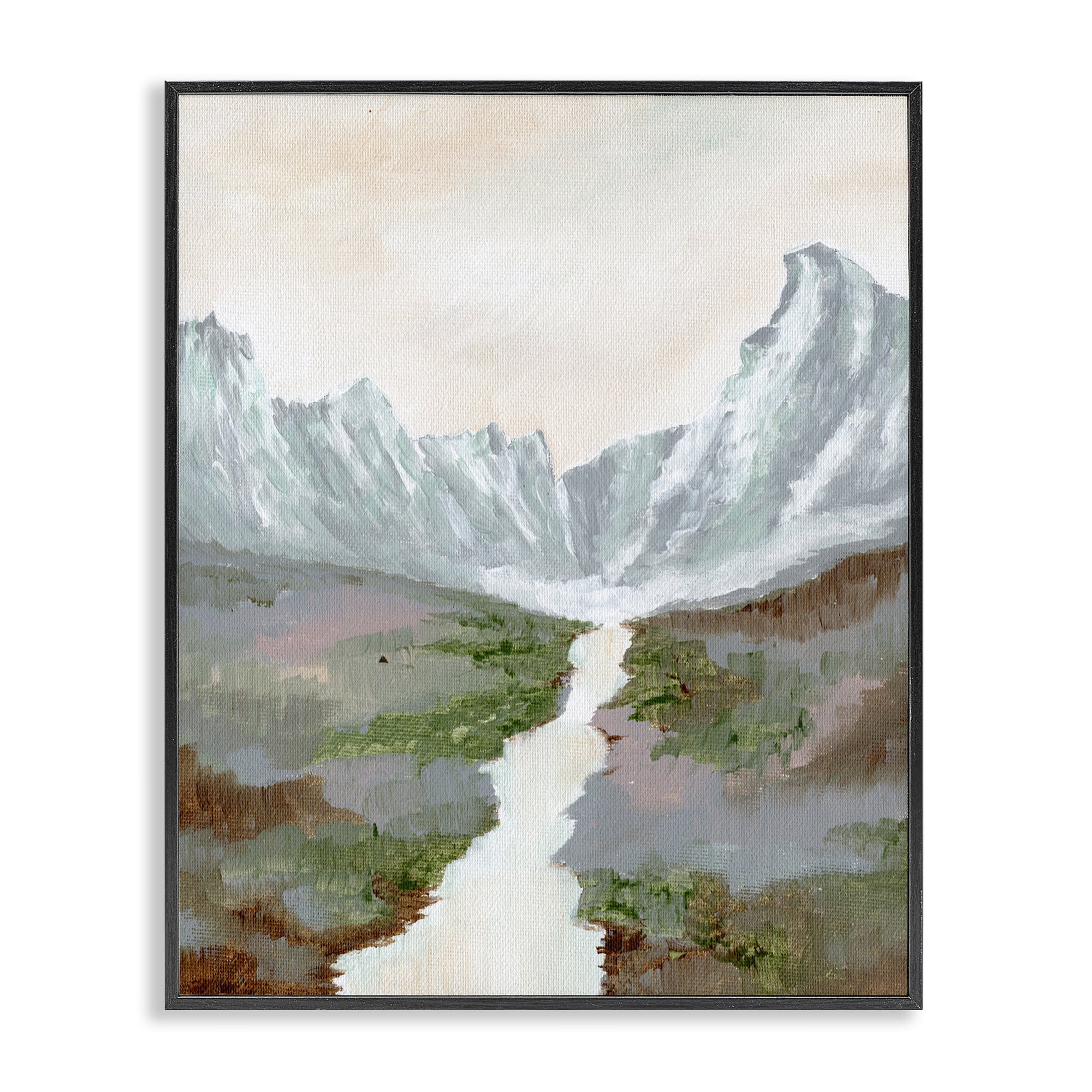 Stupell Industries Scenic Valley River Landscape & Nature Painting Black Framed Art Print Wall Art, 11 x 14