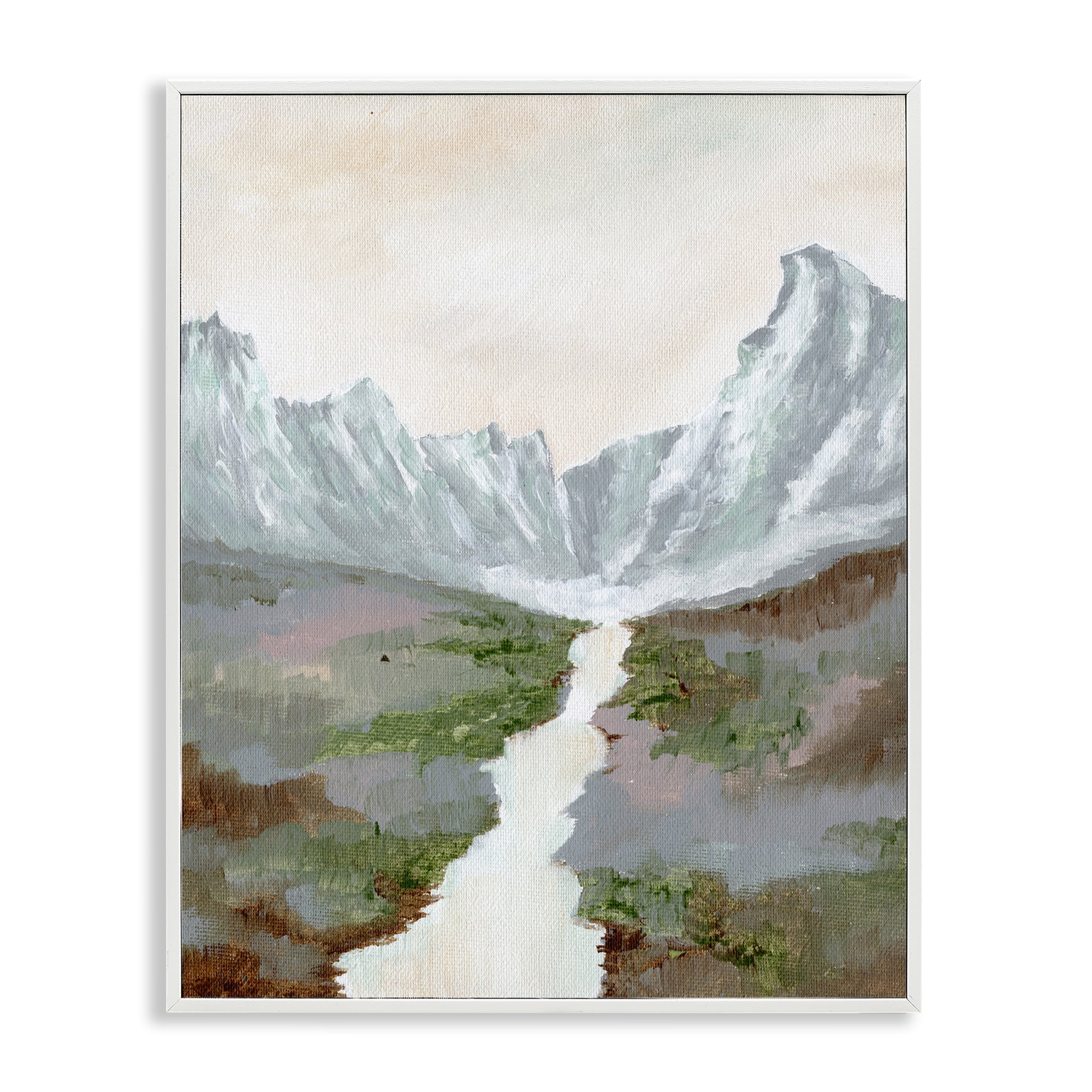 Stupell Industries Scenic Valley River Landscape & Nature Painting White Framed Art Print Wall Art, 16 x 20