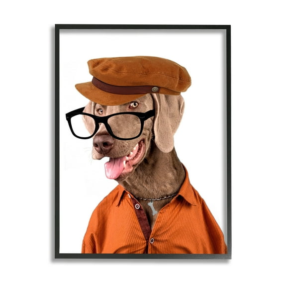 Stupell Industries Schoundrel Dog in Glasses Animals & Insects Painting Black Framed Art Print Wall Art, 11 x 14