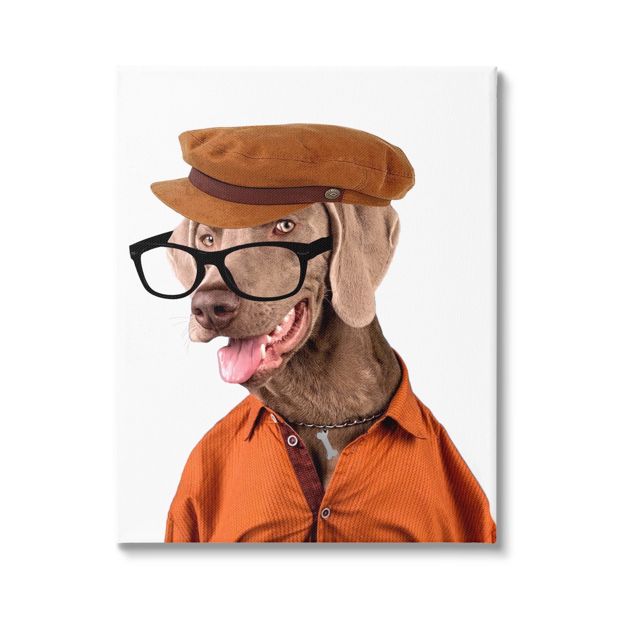 Stupell Industries Schoundrel Dog in Glasses Animals & Insects Painting Gallery Wrapped Canvas Print Wall Art, 24 x 30