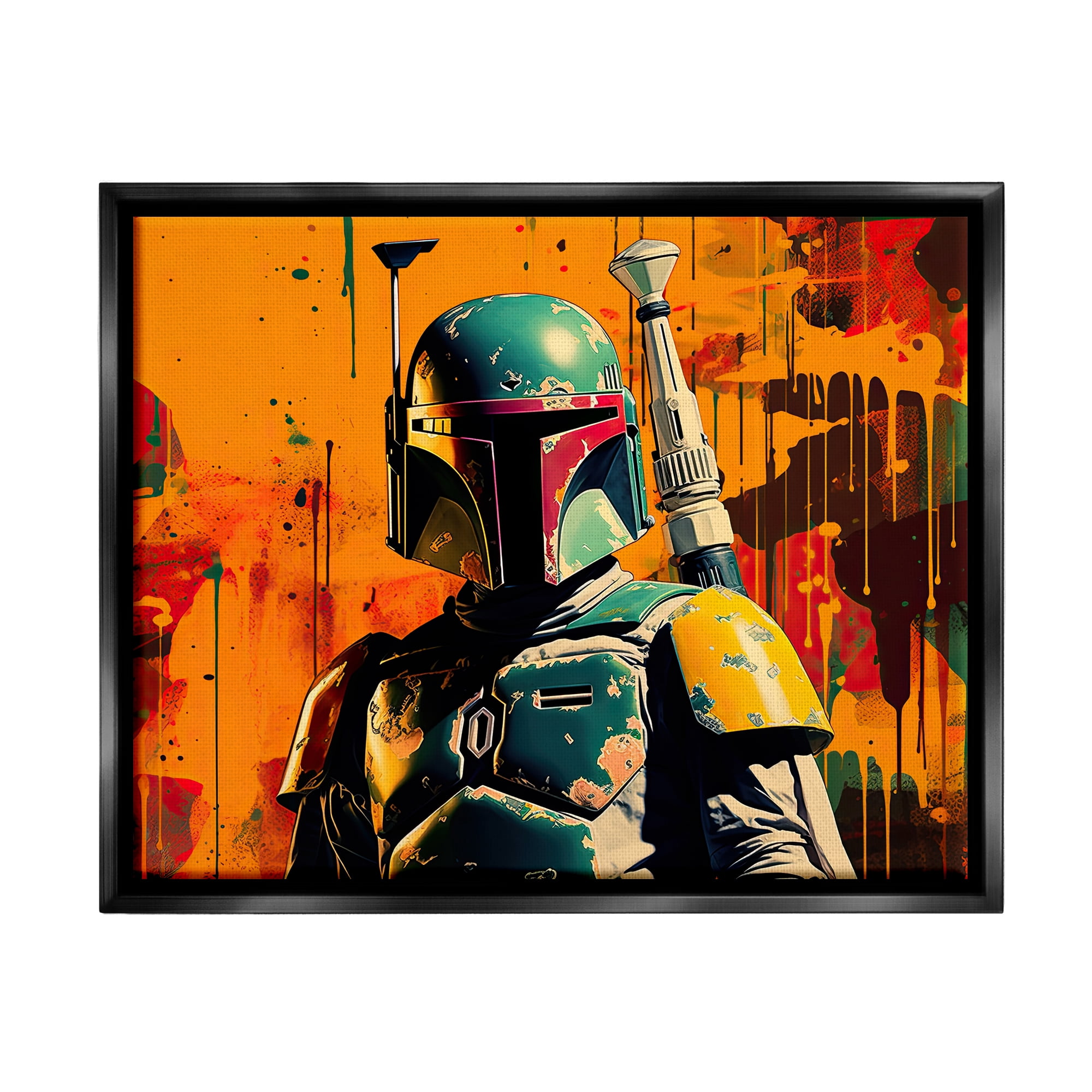 Stupell Industries Sci-Fi Pop Urban Style Fairy Tales & Fantasy Painting Black Floater Framed Canvas Art Print Wall Art, 21 x 17