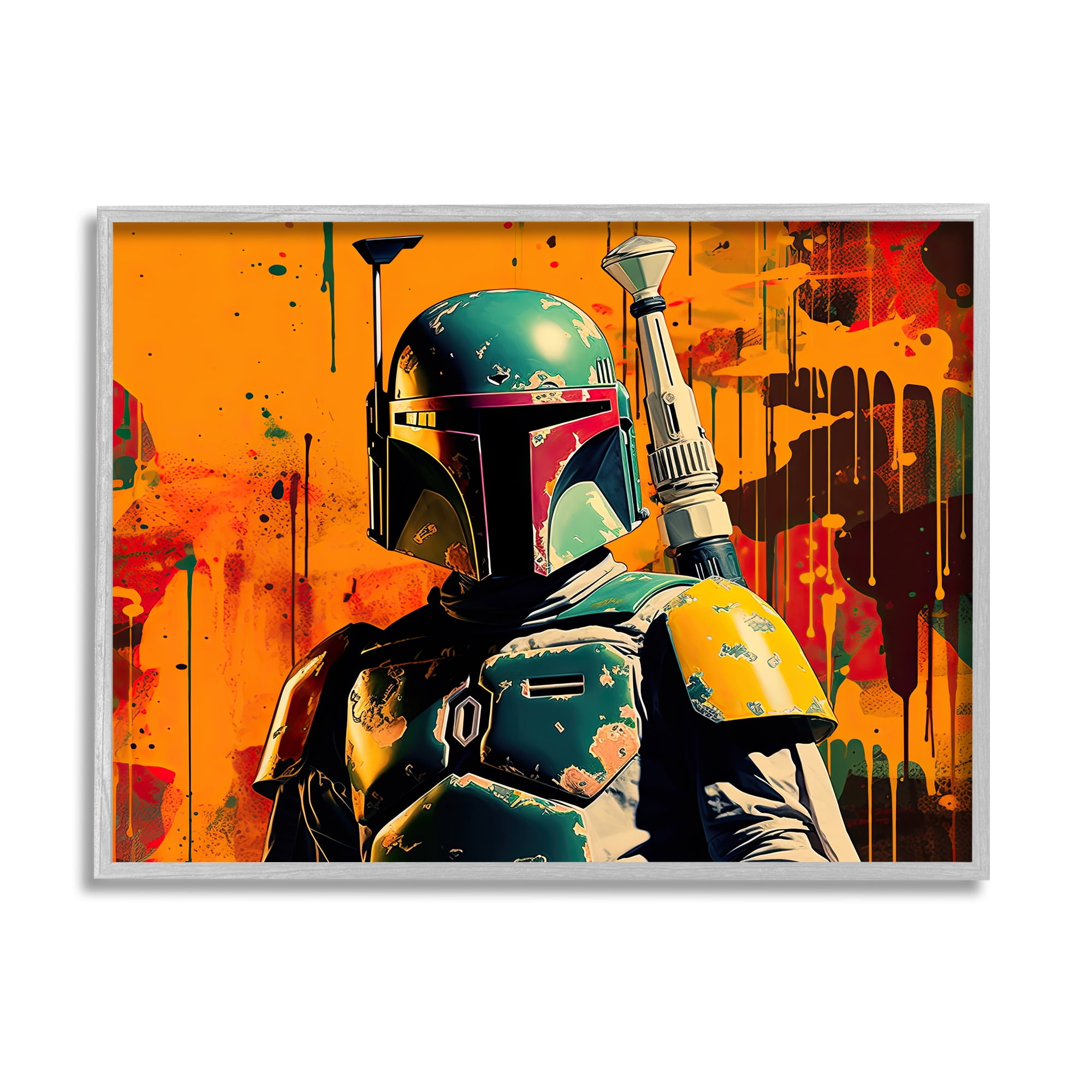 Stupell Industries Sci-Fi Pop Urban Style Fairy Tales & Fantasy Painting Gray Framed Art Print Wall Art, 30 x 24