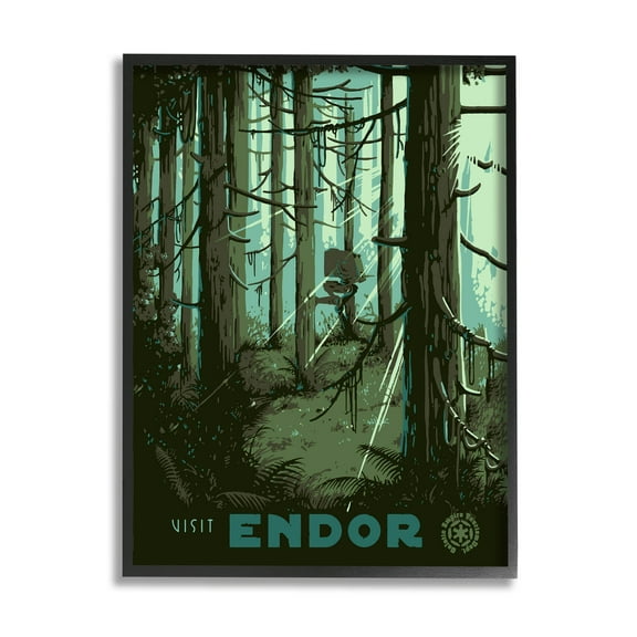 Stupell Industries Science Fiction Fantasy World Endor Graphic Art Black Framed Art Print Wall Art, Design by Matheus Lopes Castro