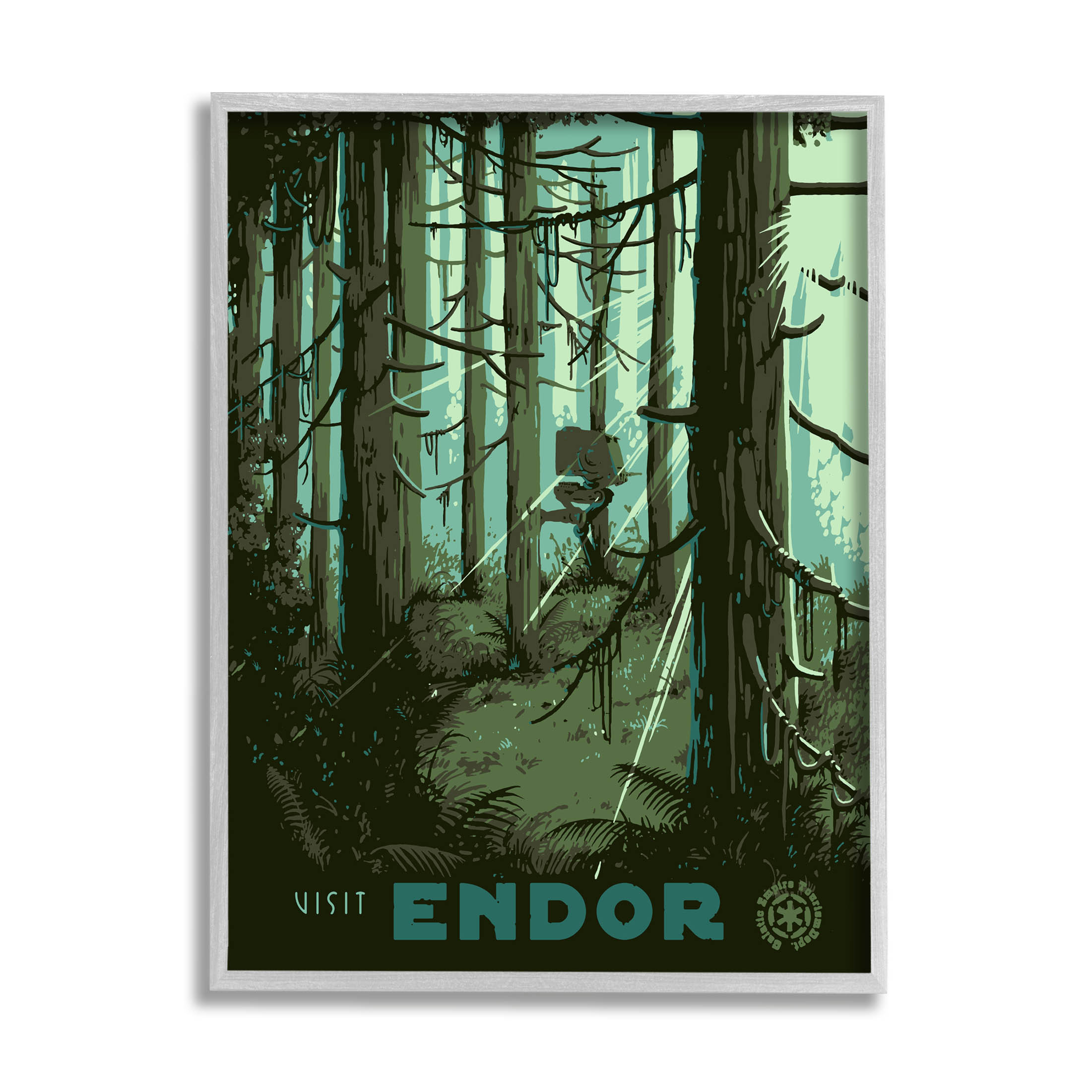 Stupell Industries Science Fiction Fantasy World Endor Graphic Art Gray Framed Art Print Wall Art, Design by Matheus Lopes Castro