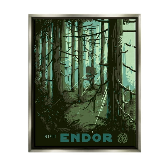 Stupell Industries Science Fiction Fantasy World Endor Graphic Art Luster Gray Floating Framed Canvas Print Wall Art, Design by Matheus Lopes Castro
