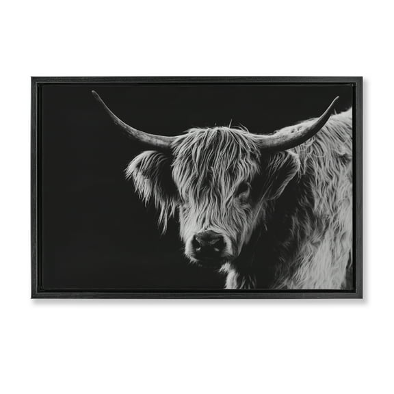Stupell Industries Scottish Highland Cattle Black Framed Floater Canvas Wall Art design by Crystal Lynn Collins, 17 x 25