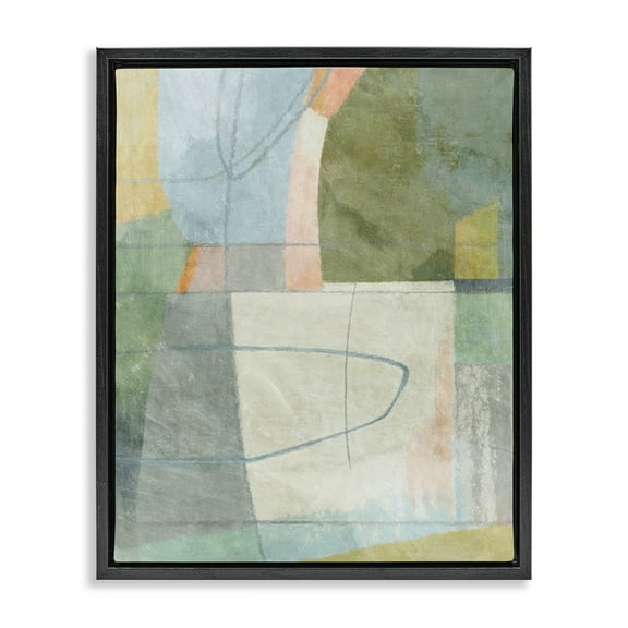 Stupell Industries Scribble on Shapes Abstract Painting Black Floater Framed Canvas Art Print Wall Art, 17 x 21