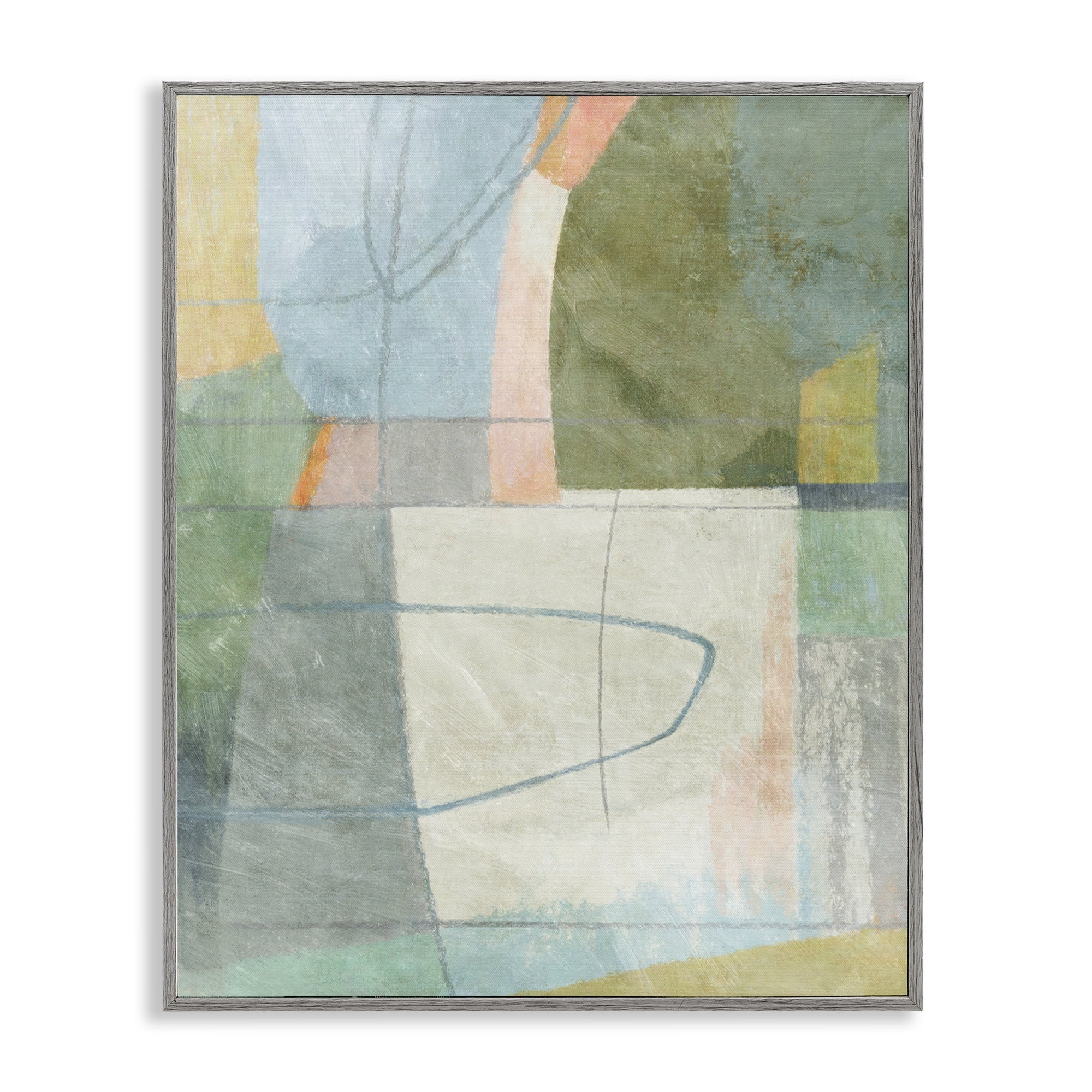 Stupell Industries Scribble on Shapes Abstract Painting Gray Framed Art Print Wall Art, 16 x 20