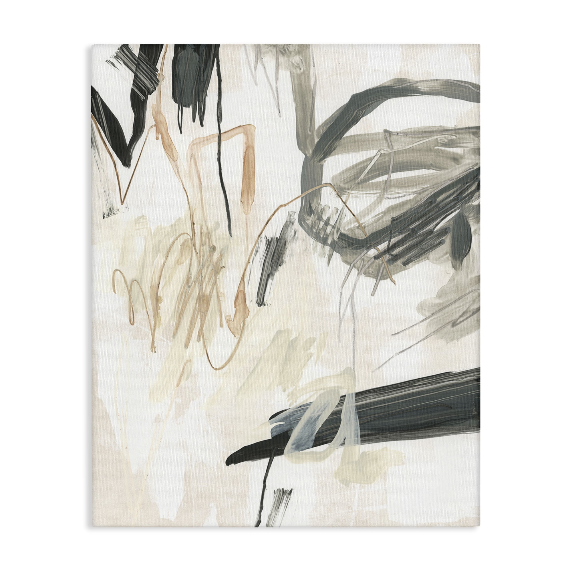 Stupell Industries Scribbled Abstract on Beige Abstract Painting Gallery Wrapped Canvas Art Print Wall Art, 30 x 40