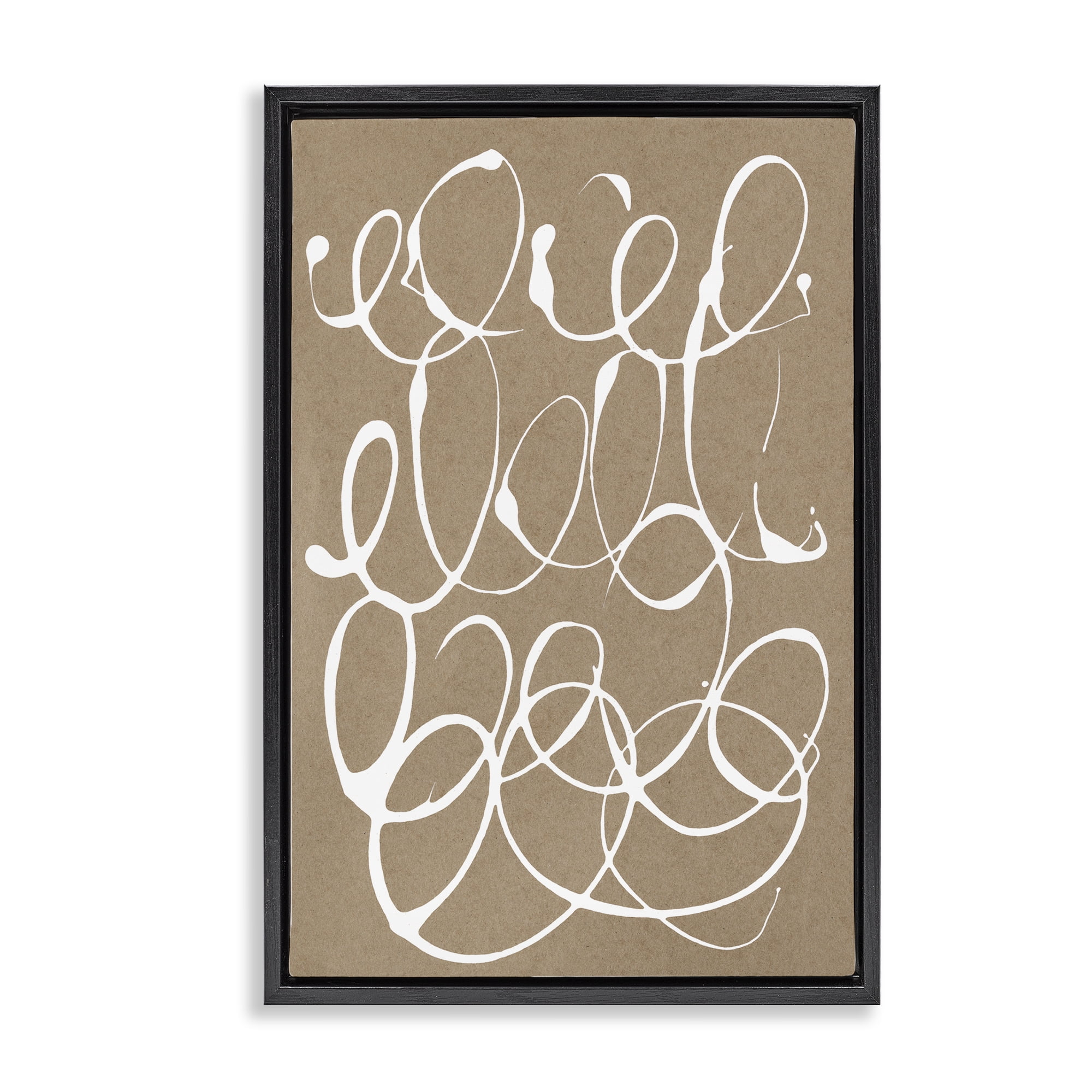 Stupell Industries Scribbled Taupe Circles Black Framed Floater Canvas Wall Art, design by Susan Bryant