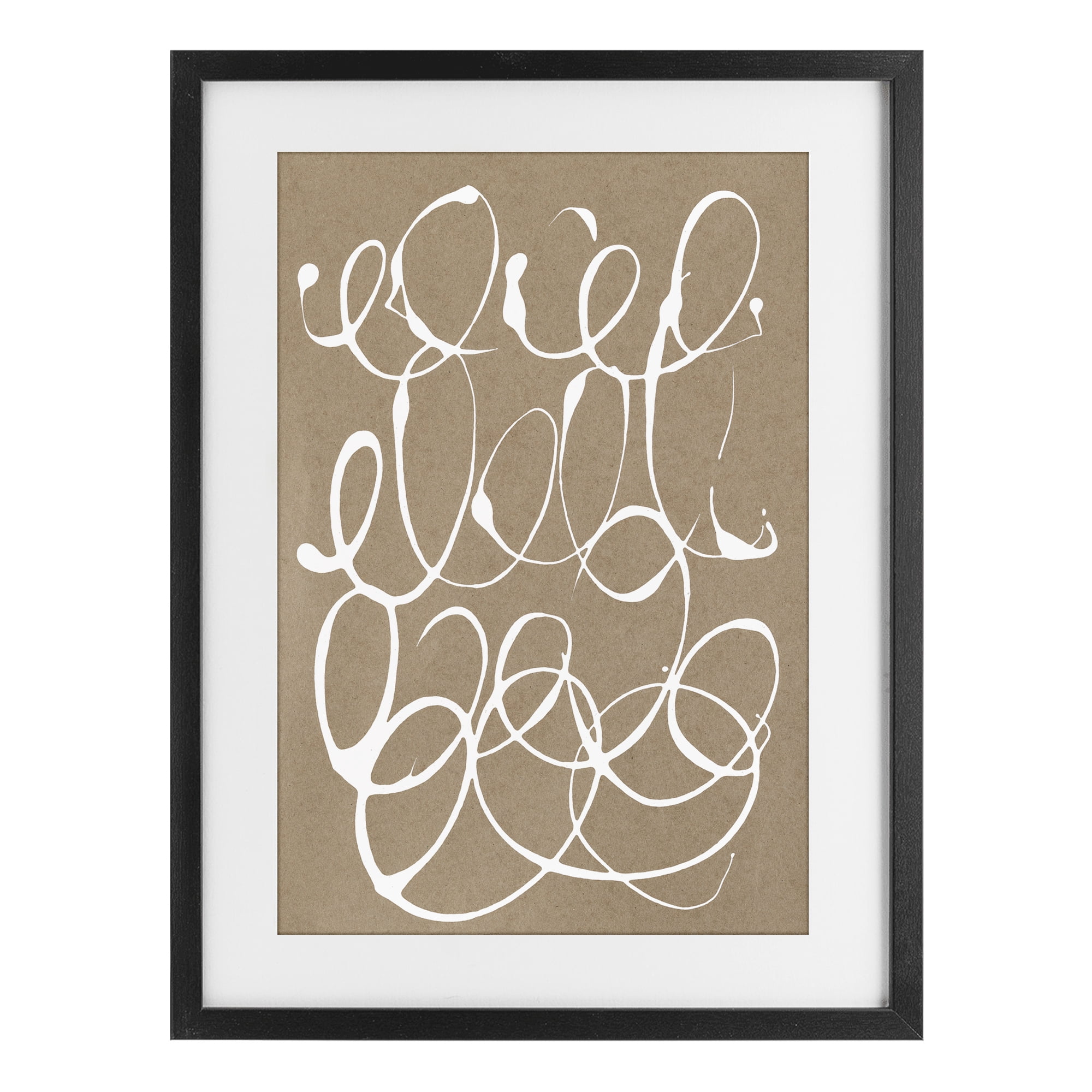 Stupell Industries Scribbled Taupe Circles Black Framed Print Under Glass, design by Susan Bryant