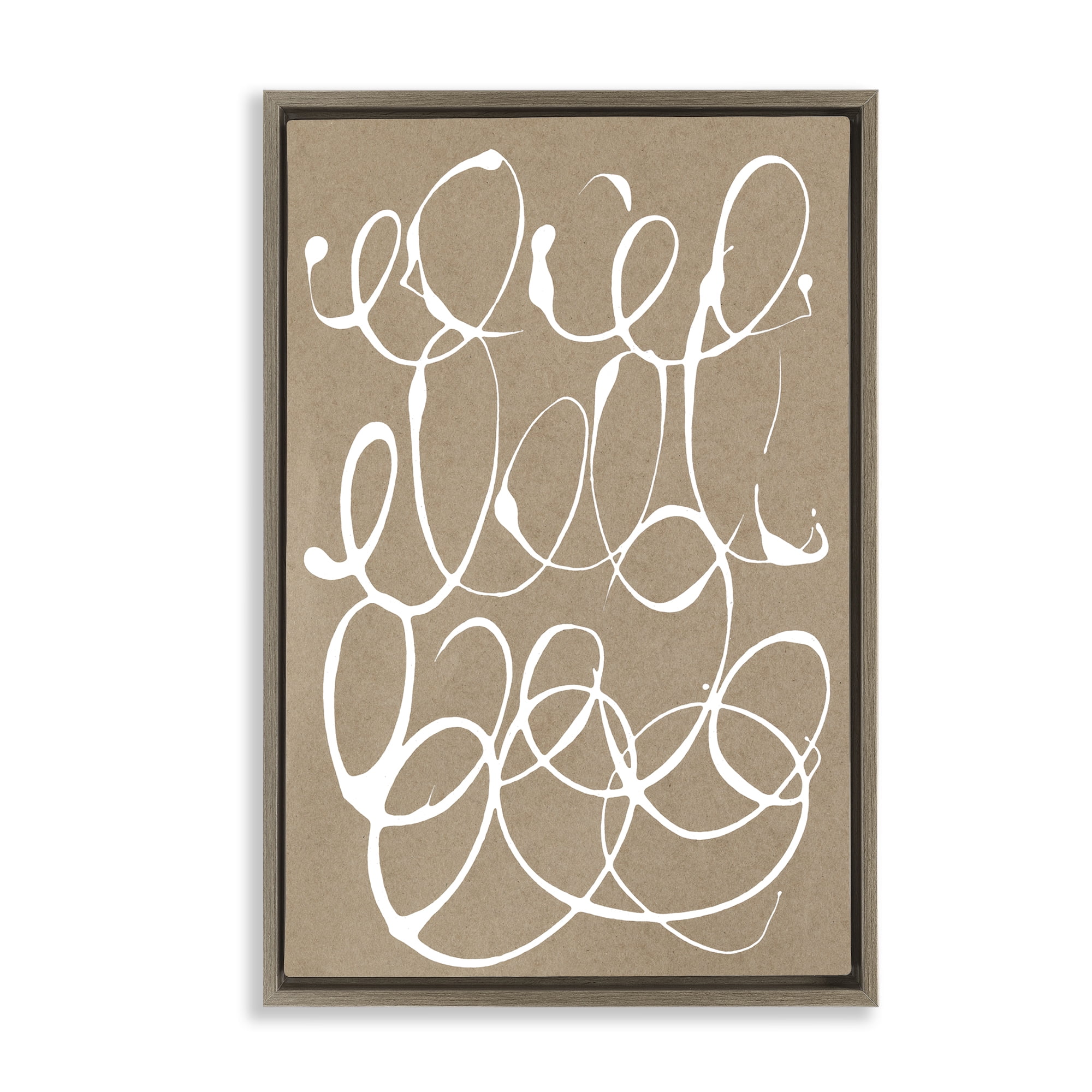 Stupell Industries Scribbled Taupe Circles Brown Framed Floater Canvas Wall Art, design by Susan Bryant