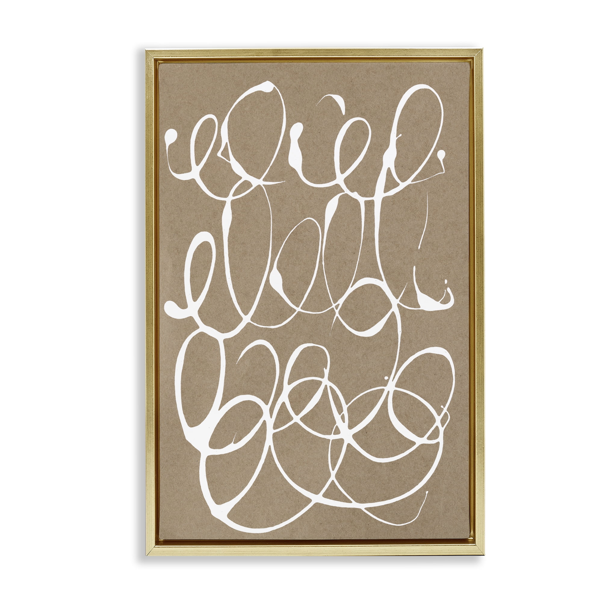 Stupell Industries Scribbled Taupe Circles Gold Framed Floater Canvas Wall Art, design by Susan Bryant