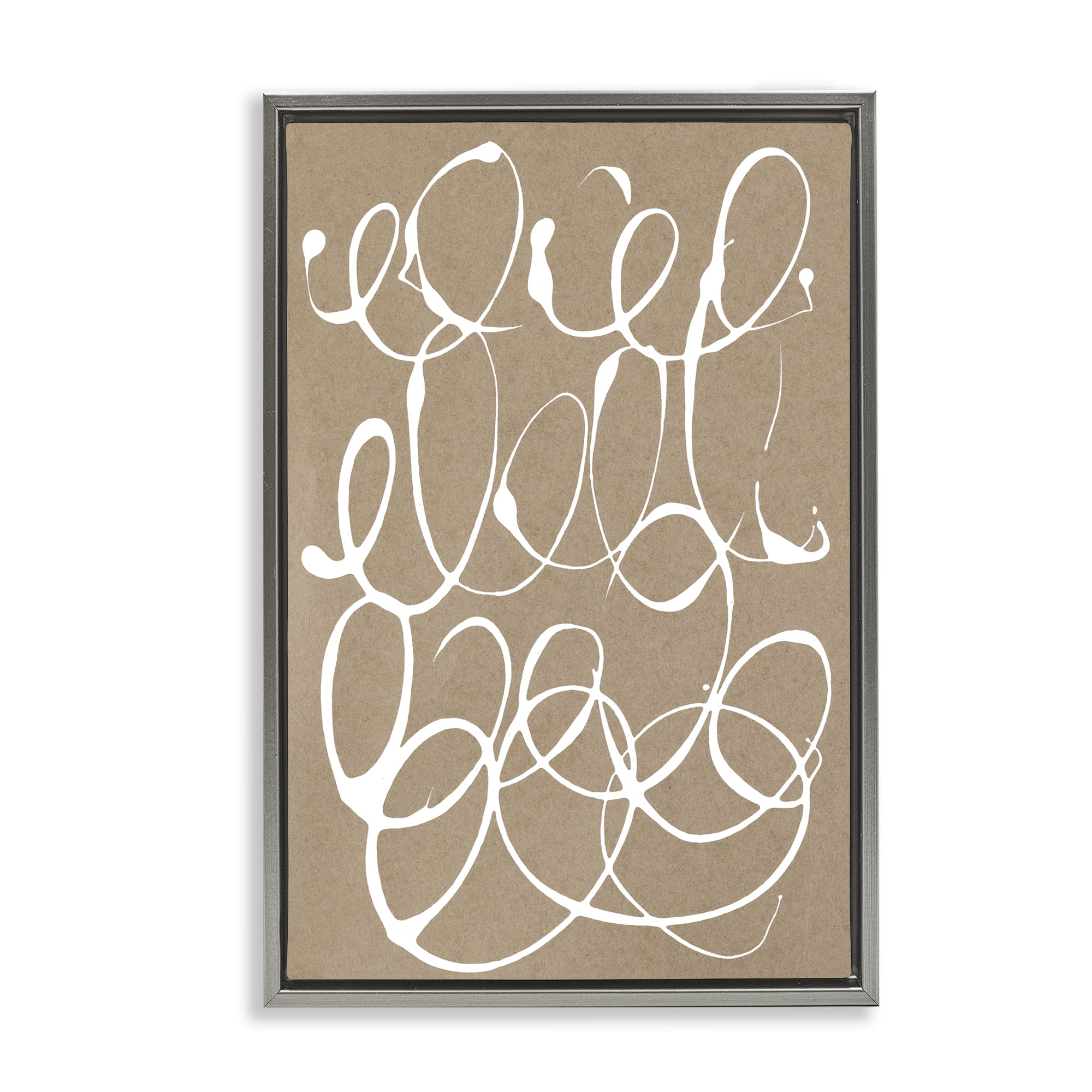 Stupell Industries Scribbled Taupe Circles Gray Framed Floater Canvas Wall Art, design by Susan Bryant