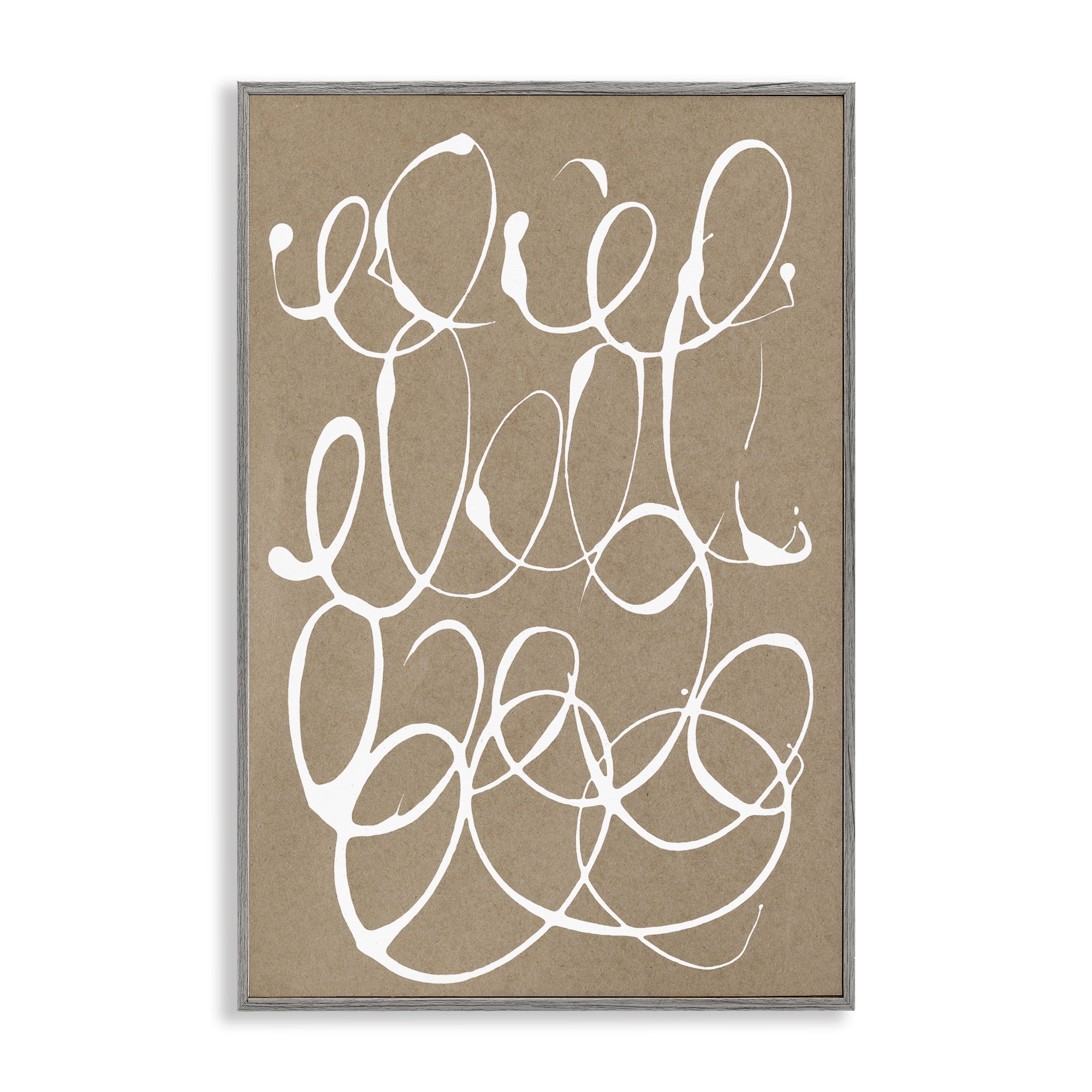 Stupell Industries Scribbled Taupe Circles Gray Framed Giclee Art, design by Susan Bryant