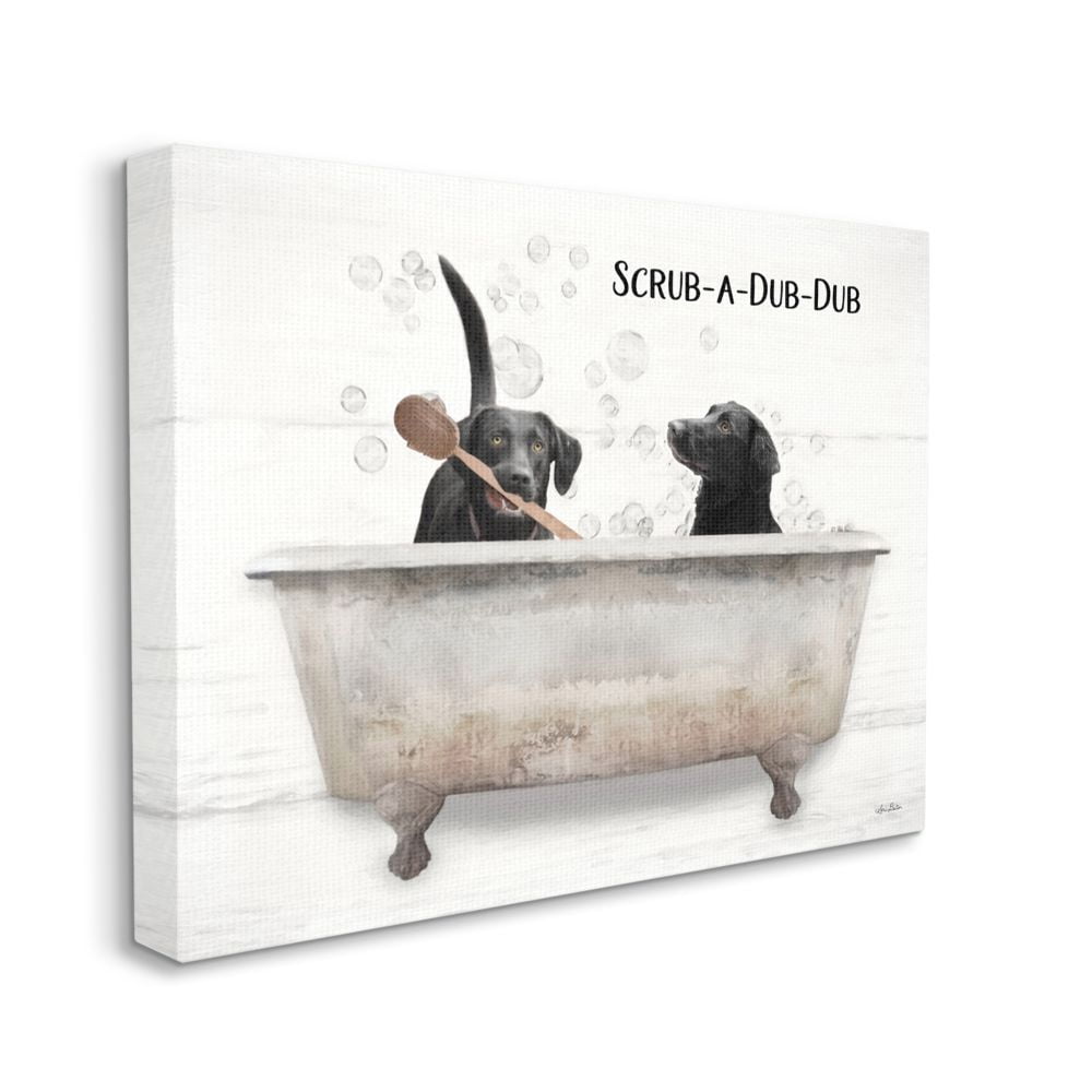 Stupell Industries Scrub a Dub Dub Quote Family Pet Dog Bath Canvas Wall Art Design by Lori Deiter, 36" x 48"