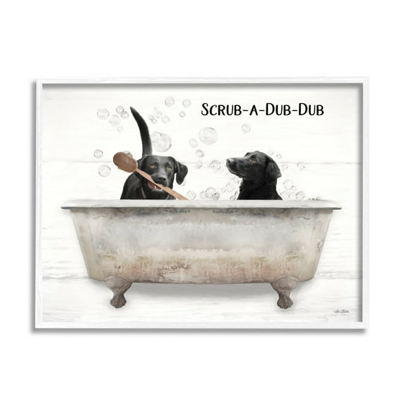 Stupell Industries Scrub a Dub Dub Quote Family Pet Dog Bath Graphic Art Framed Art Print Wall Art, 14x11, By Lori Deiter