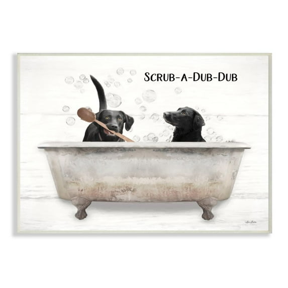 Stupell Industries Scrub a Dub Dub Quote Family Pet Dog Bath Wall Plaque Design by Lori Deiter
