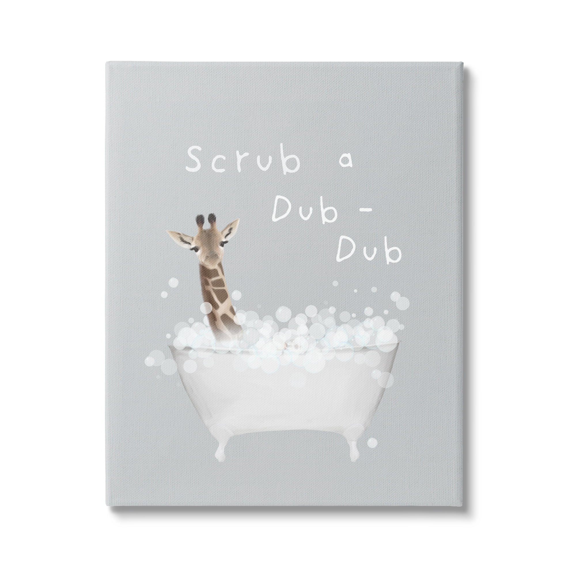 Stupell Industries Scrub-a-Dub Giraffe Tub Animals & Insects Painting Gallery Wrapped Canvas Art Print Wall Art, 16 x 20