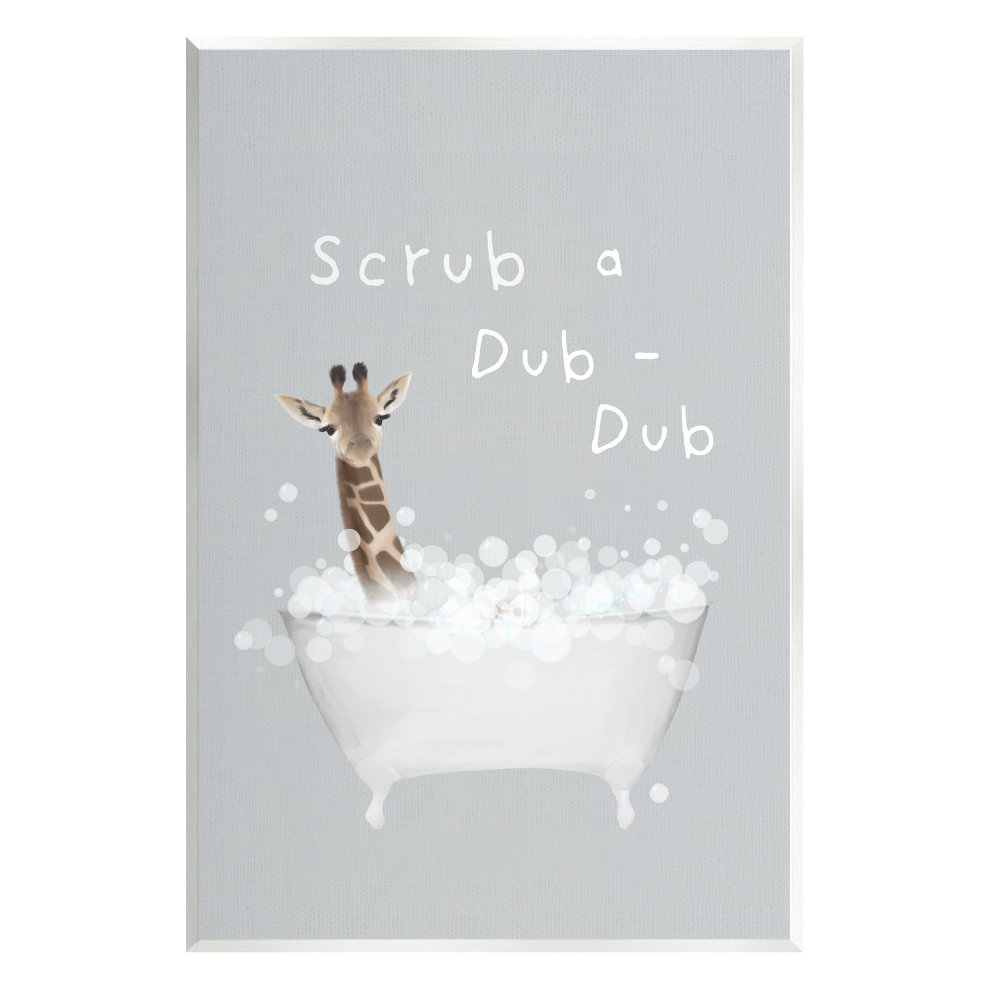Stupell Industries Scrub-a-Dub Giraffe Tub Animals & Insects Painting Unframed Art Print Wall Art, 13 x 19