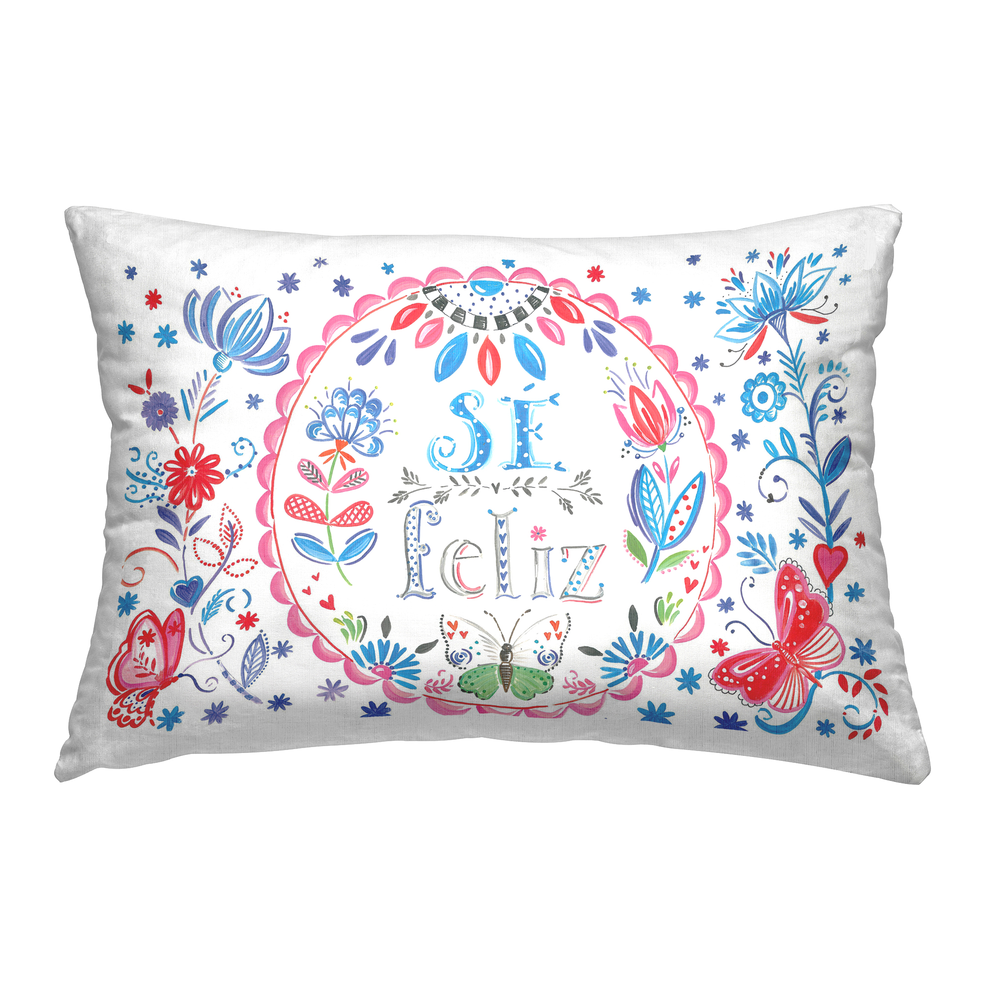 Stupell Industries Se Felices Mariposas Florales Decorative Printed Throw Pillow, 14 x 7 x 20