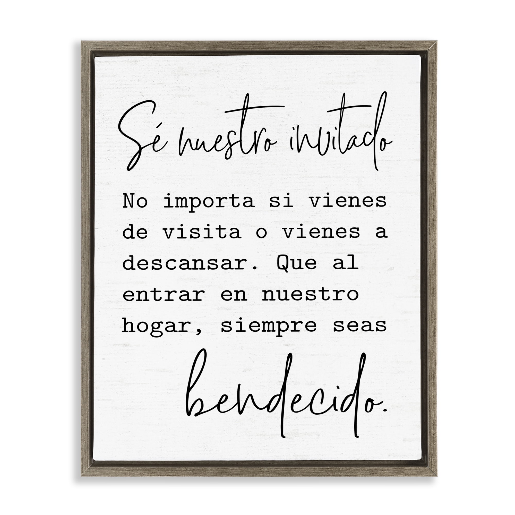 Stupell Industries Se Nuestro Invitado Inspirational Quotes & Sayings Painting Brown Floater Framed Art Print Wall Art, 17 x 21