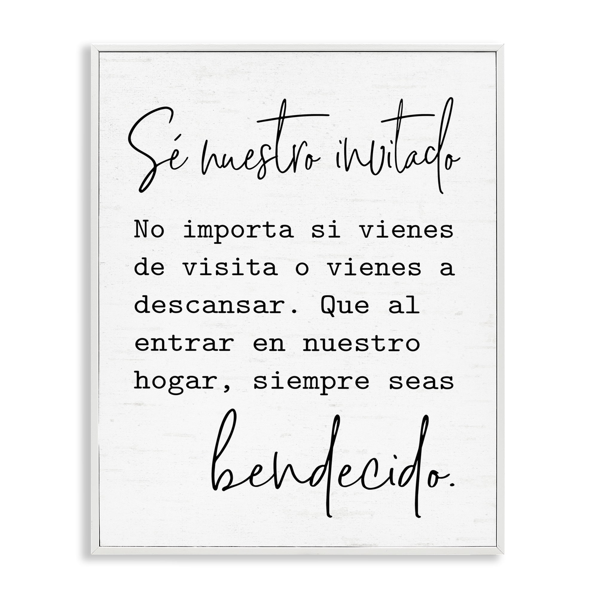 Stupell Industries Se Nuestro Invitado Inspirational Quotes & Sayings Painting White Framed Art Print Wall Art, 16 x 20
