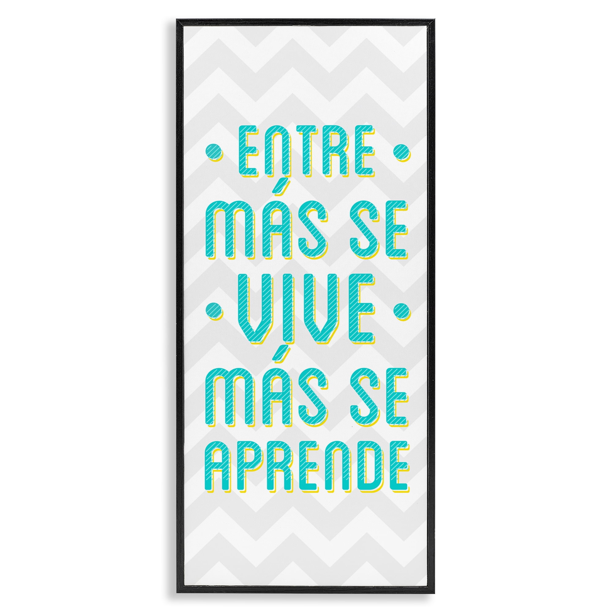 Stupell Industries Se Vive Se Aprende Inspirational Quotes & Sayings Painting Black Framed Art Print Wall Art, 10 x 24