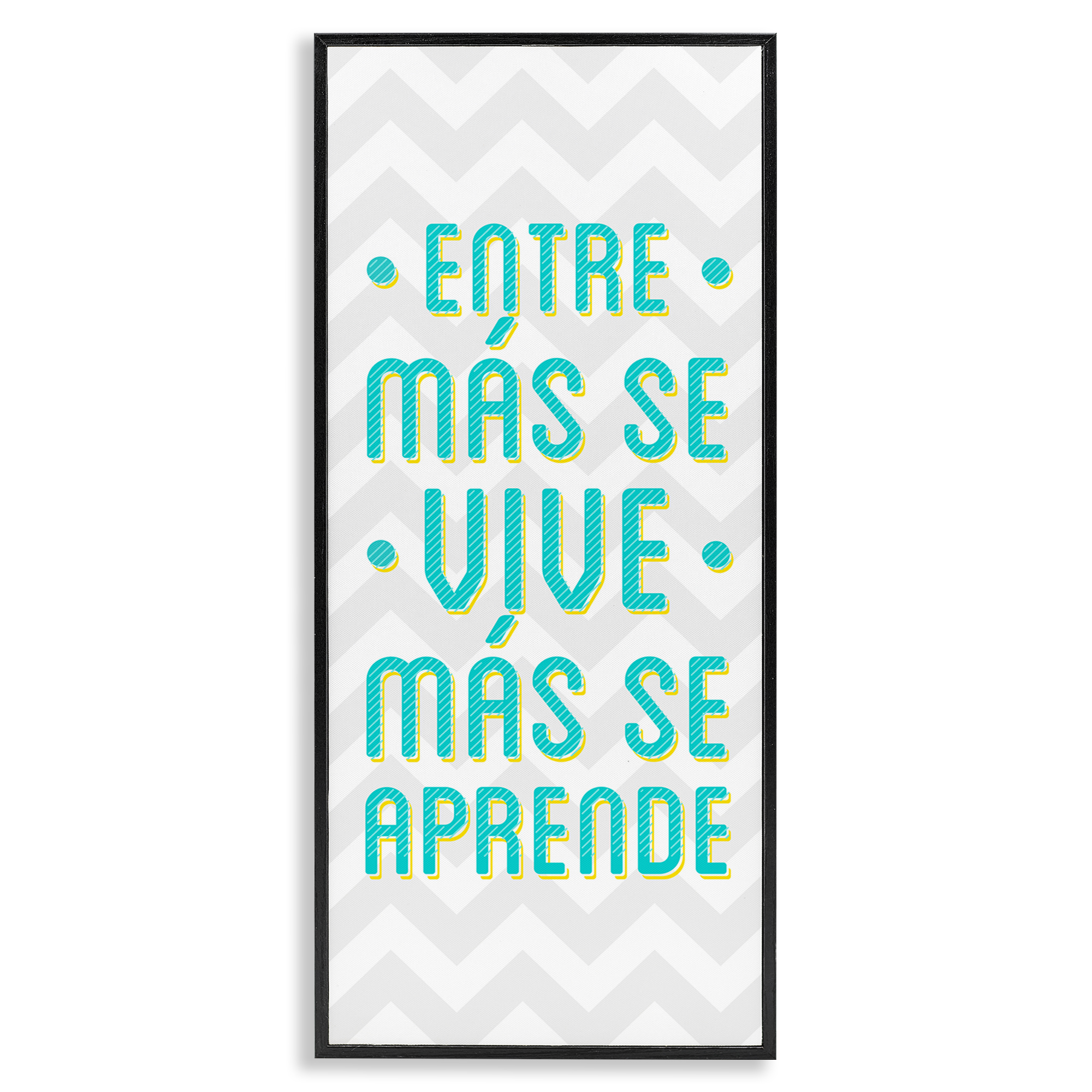 Stupell Industries Se Vive Se Aprende Inspirational Quotes & Sayings Painting Black Framed Art Print Wall Art, 13 x 30