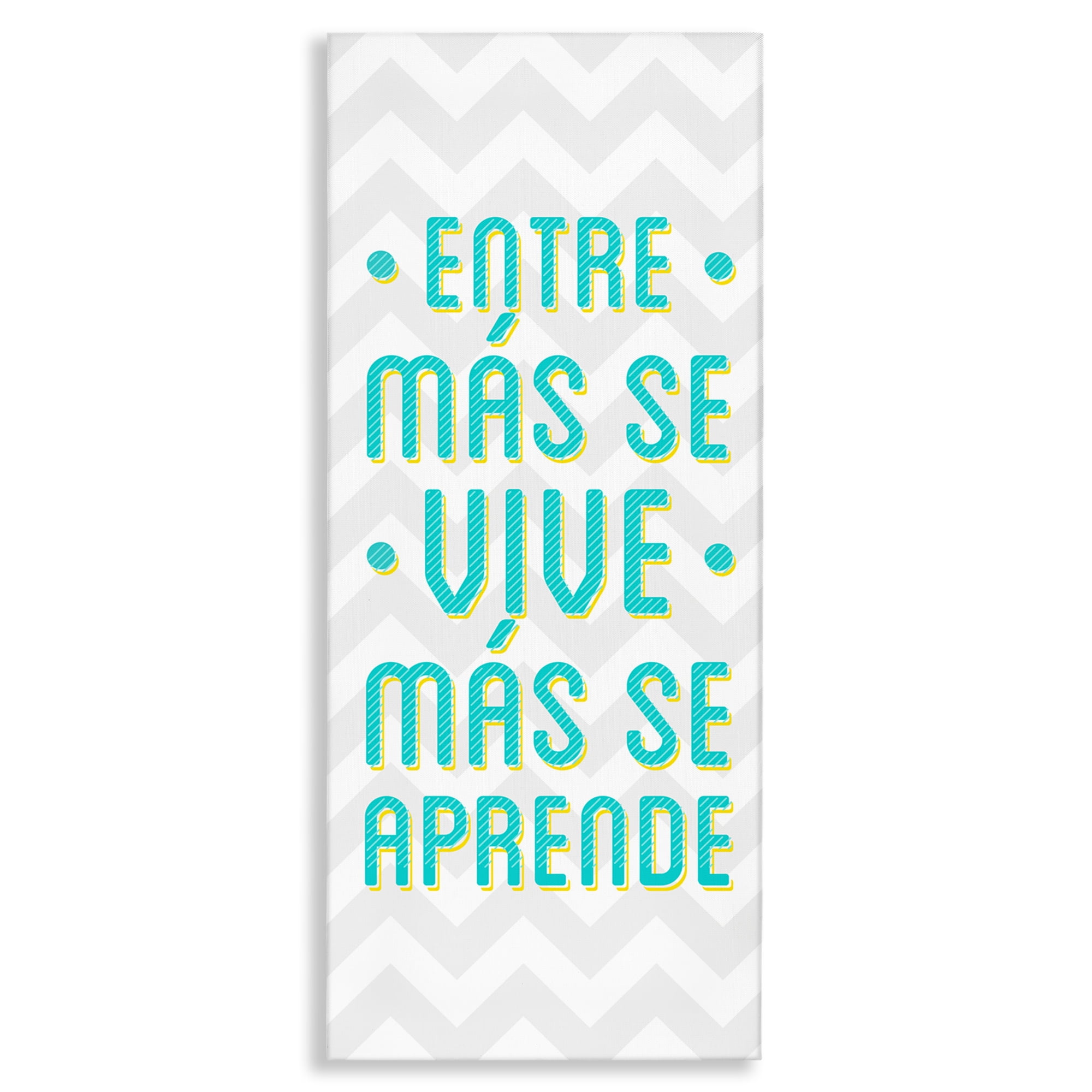 Stupell Industries Se Vive Se Aprende Inspirational Quotes & Sayings Painting Wrapped Canvas Art Print Wall Art, 13 x 30