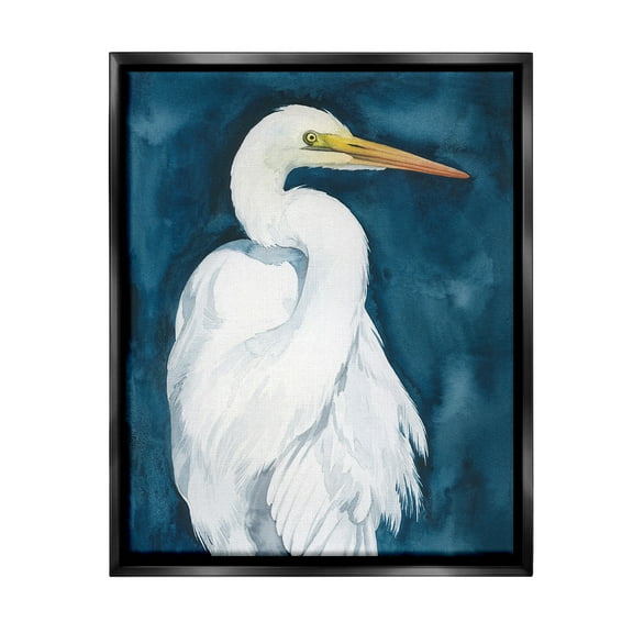 Stupell Industries Sea Bird Portrait Animals & Insects Painting Black Floater Framed Canvas Art Print Wall Art, 17 x 21