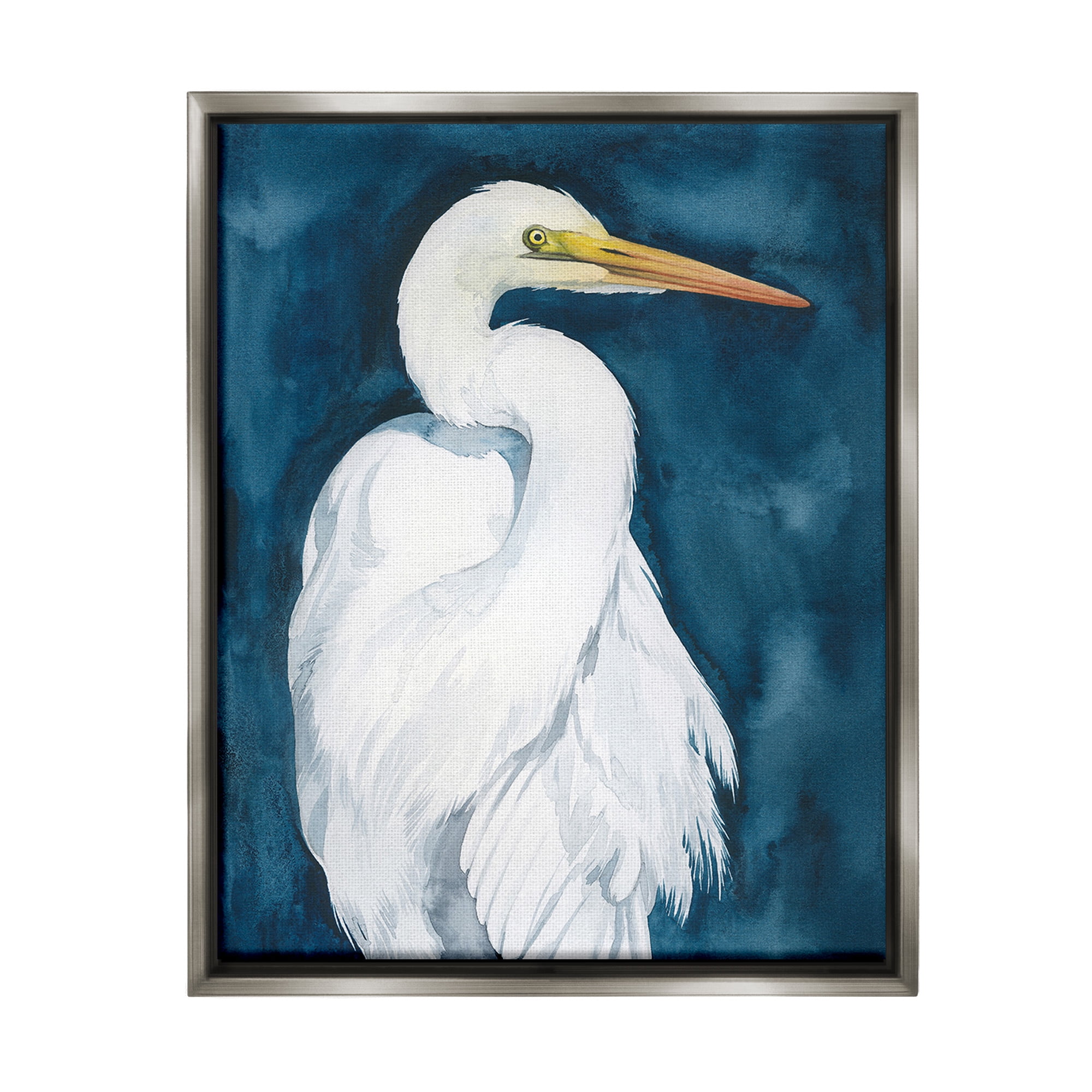 Stupell Industries Sea Bird Portrait Animals & Insects Painting Gray Floater Framed Canvas Art Print Wall Art, 25 x 31