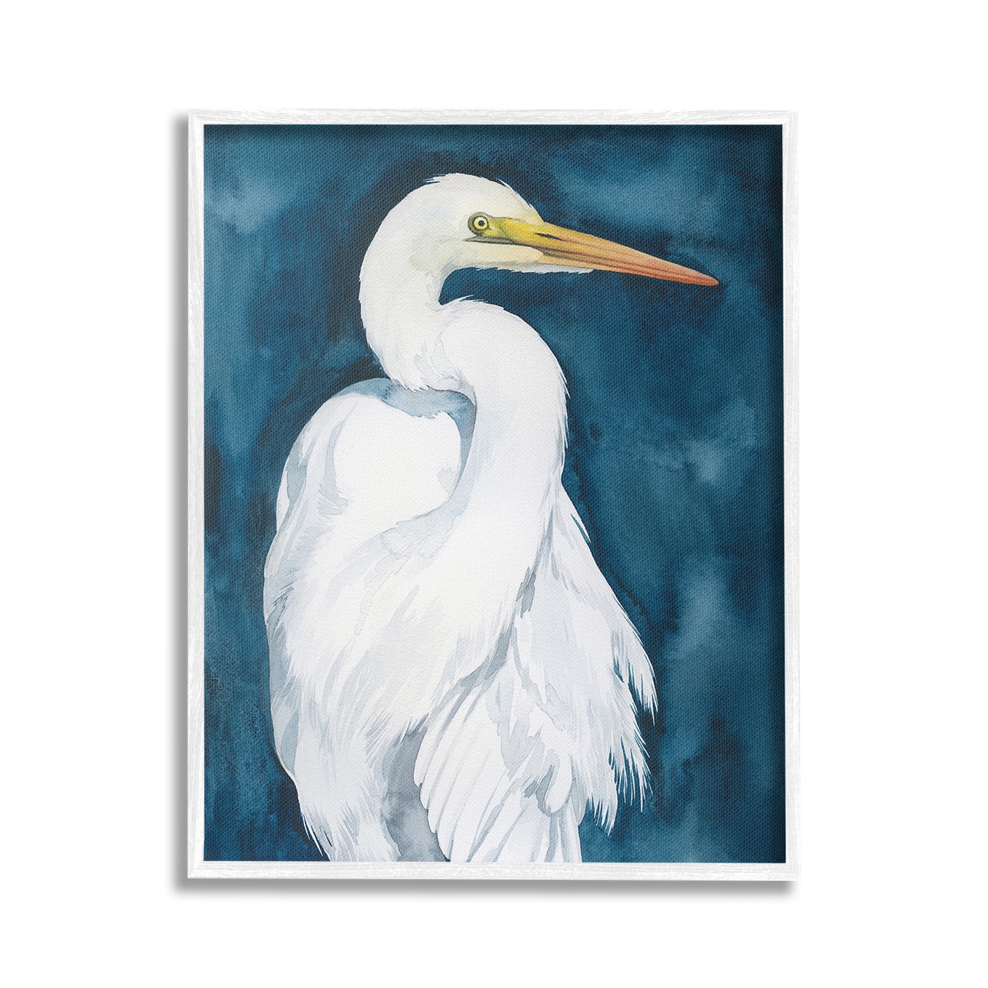 White and Blue Sea Bird Canvas Print in Wood Frame, 16 x 20