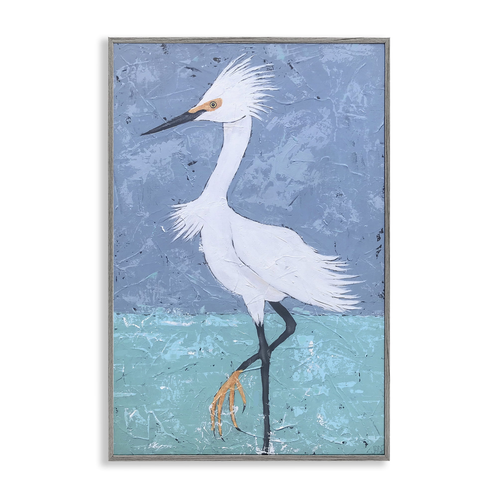 Stupell Industries Sea Bird Stepping Animals & Insects Painting Gray Framed Art Print Wall Art, 12 x 18