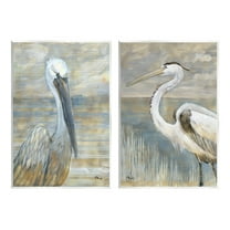 Stupell Industries Sea Birds Abstract Beach Painting Unframed Art Print Wall Art, Set of 2, Design by Paul Brent