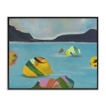 Stupell Industries Sea Buoys Floating Landscape & Nature Painting Black Framed Art Print Wall Art, 14 x 11