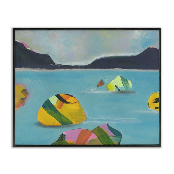 Stupell Industries Sea Buoys Floating Landscape & Nature Painting Black Framed Art Print Wall Art, 14 x 11