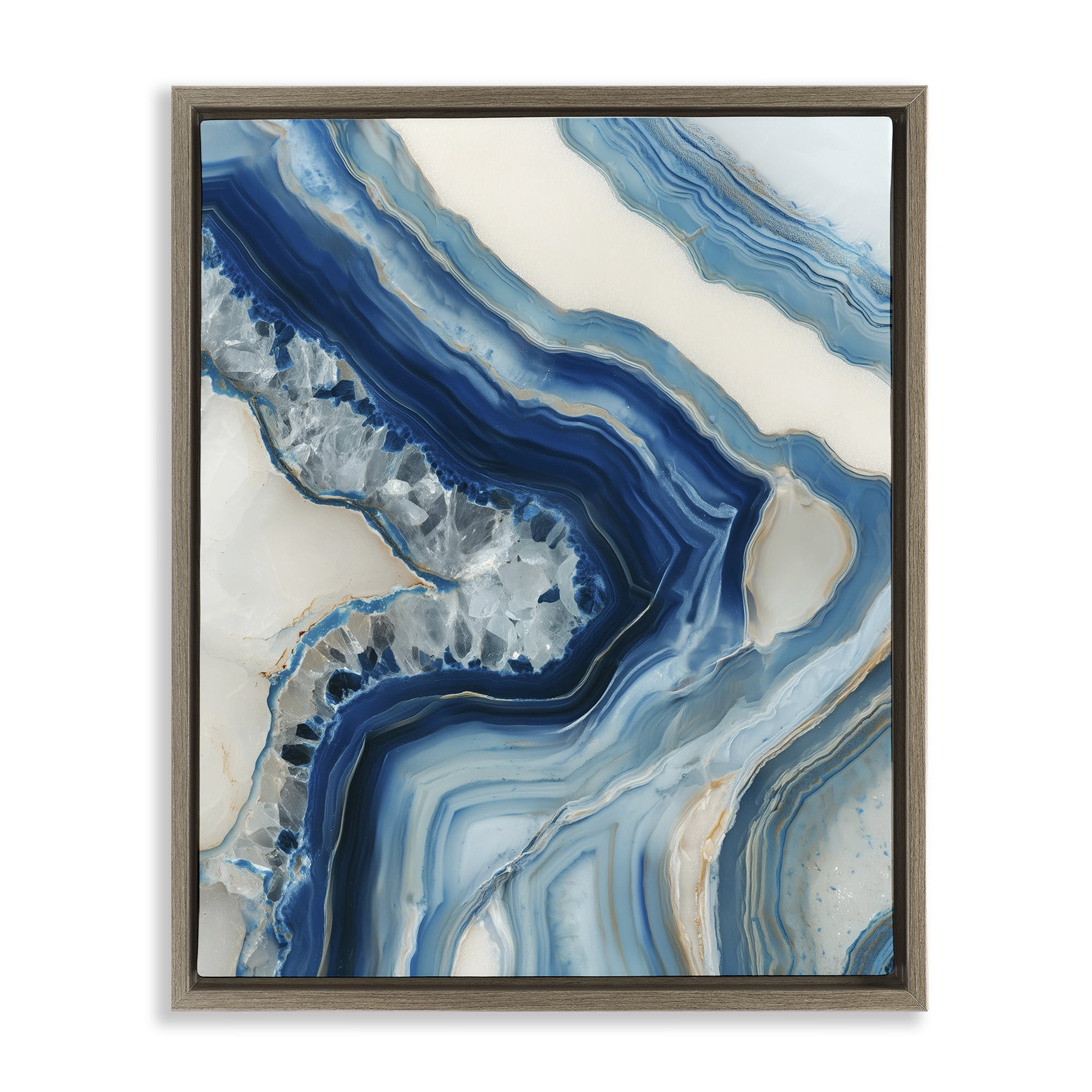 Stupell Industries Sea Colored Stones Geode Brown Framed Floater Canvas Wall Art, design by Svetlana Aleynikova