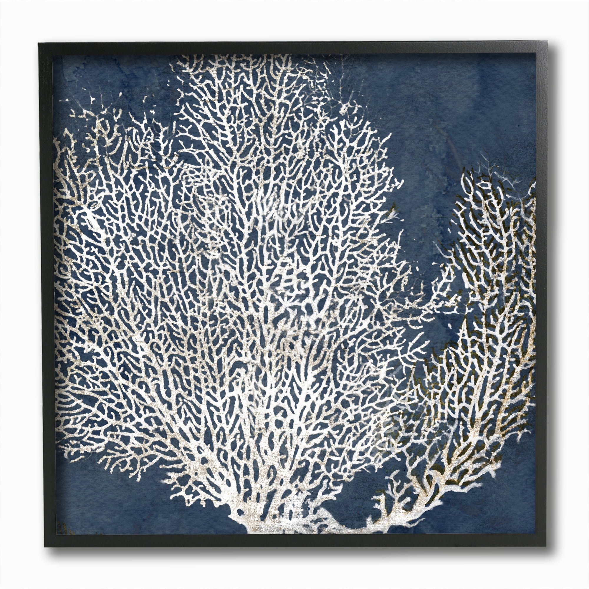 Stupell Industries Sea Coral Ocean Life Silhouette Blue White Design Framed Wall Art by Main Line Studio