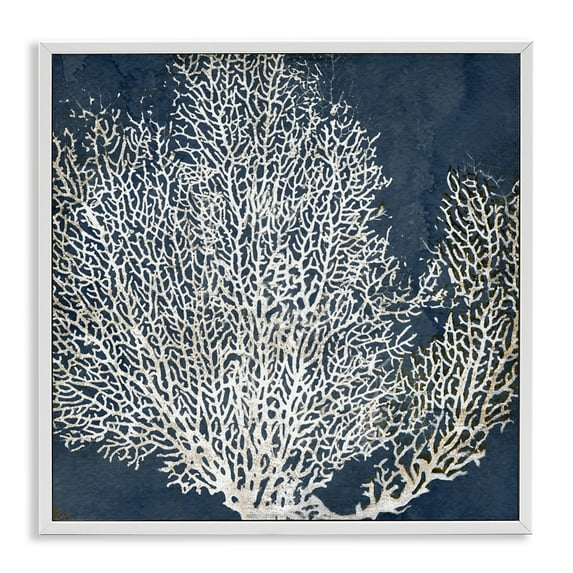 Stupell Industries Sea Coral Ocean Life Silhouette Nature Painting White Framed Art Print Wall Art, 17 x 17