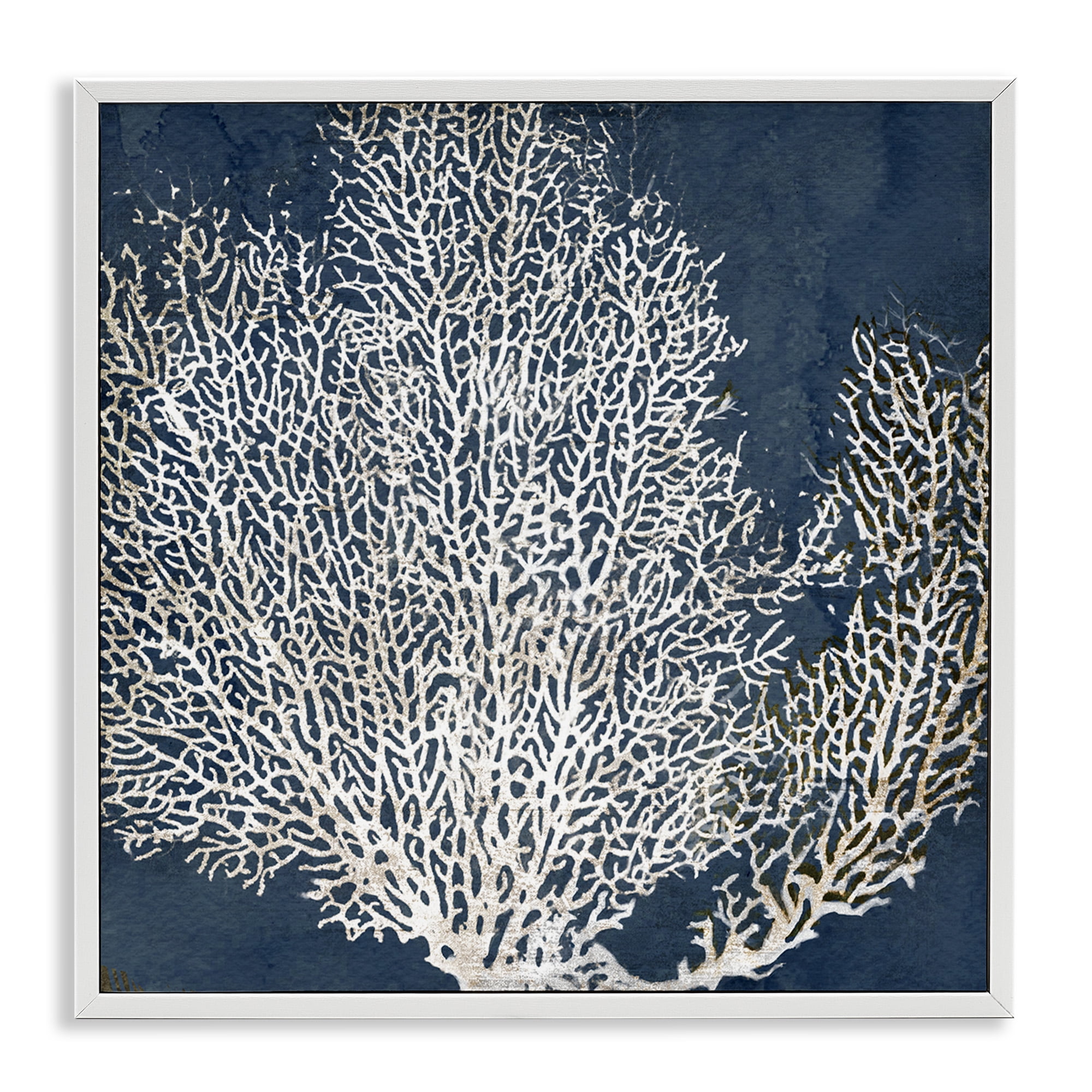 Stupell Industries Sea Coral Ocean Life Silhouette Nature Painting White Framed Art Print Wall Art, 24 x 24
