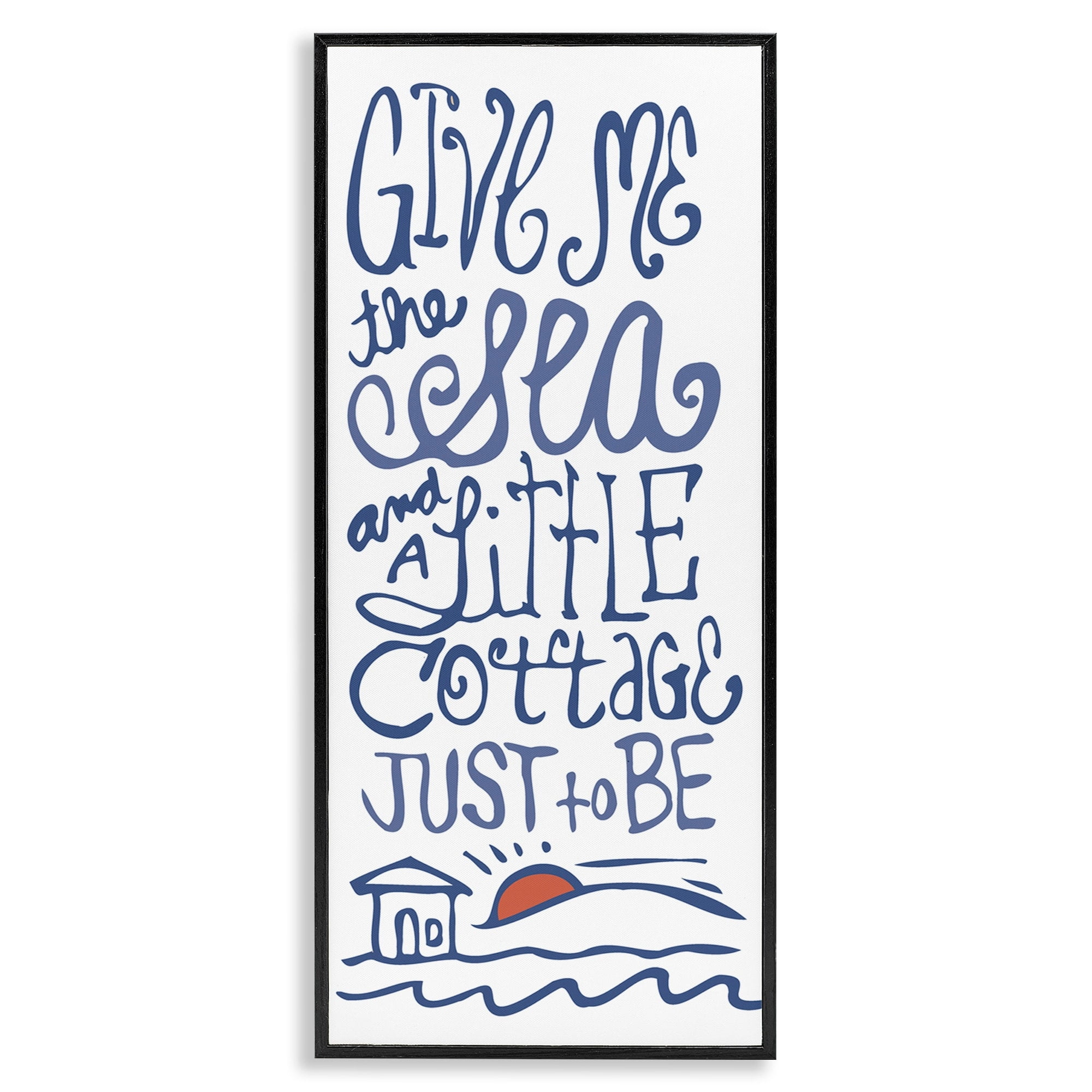 Stupell Industries Sea & Cottage Beach Life Calligraphy House Motif Graphic Art Black Framed Art Print Wall Art, Design by Kendra Shedenhelm