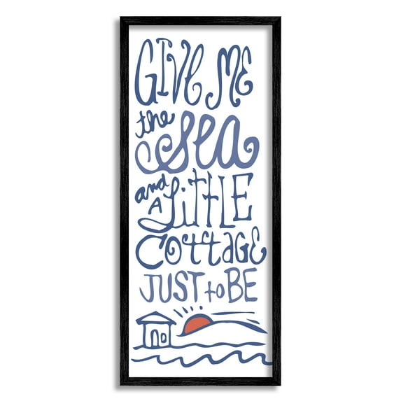 Stupell Industries Sea & Cottage Beach Life Calligraphy House Motif Graphic Art Black Framed Art Print Wall Art, Design by Kendra Shedenhelm