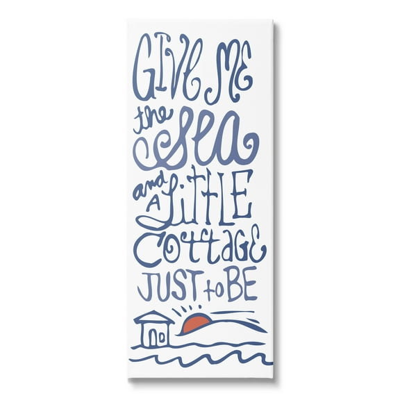 Stupell Industries Sea & Cottage Beach Life Calligraphy House Motif Graphic Art Gallery Wrapped Canvas Print Wall Art, Design by Kendra Shedenhelm