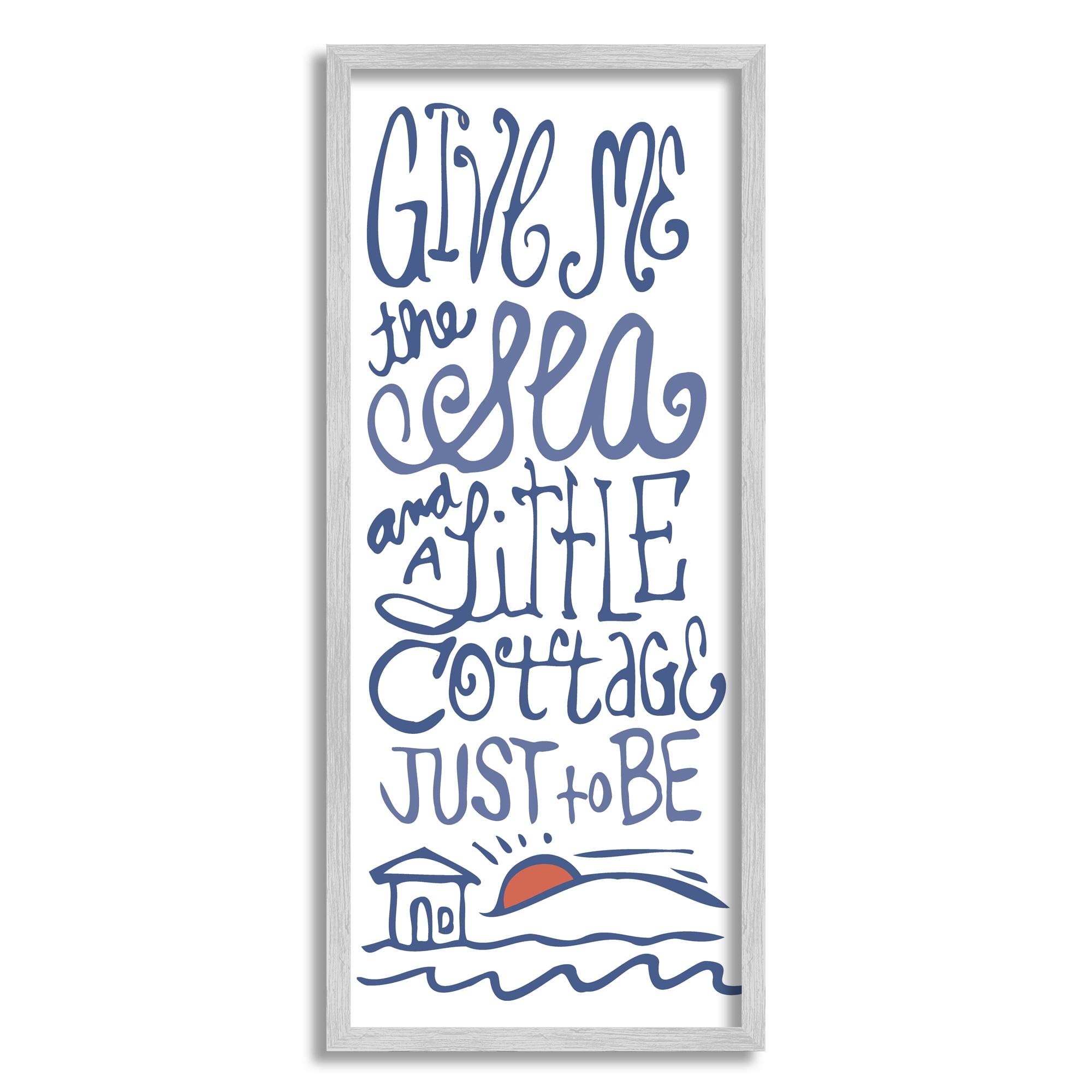 Stupell Industries Sea & Cottage Beach Life Calligraphy House Motif Graphic Art Gray Framed Art Print Wall Art, Design by Kendra Shedenhelm
