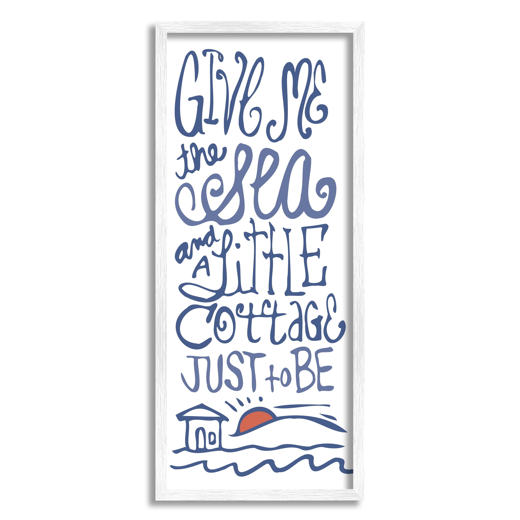 Stupell Industries Sea & Cottage Beach Life Calligraphy House Motif Graphic Art White Framed Art Print Wall Art, Design by Kendra Shedenhelm