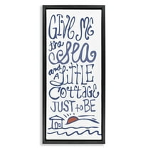 Stupell Industries Sea & Cottage Beach Life Calligraphy Nature Painting Black Floater Framed Canvas Art Print Wall Art, 11 x 25