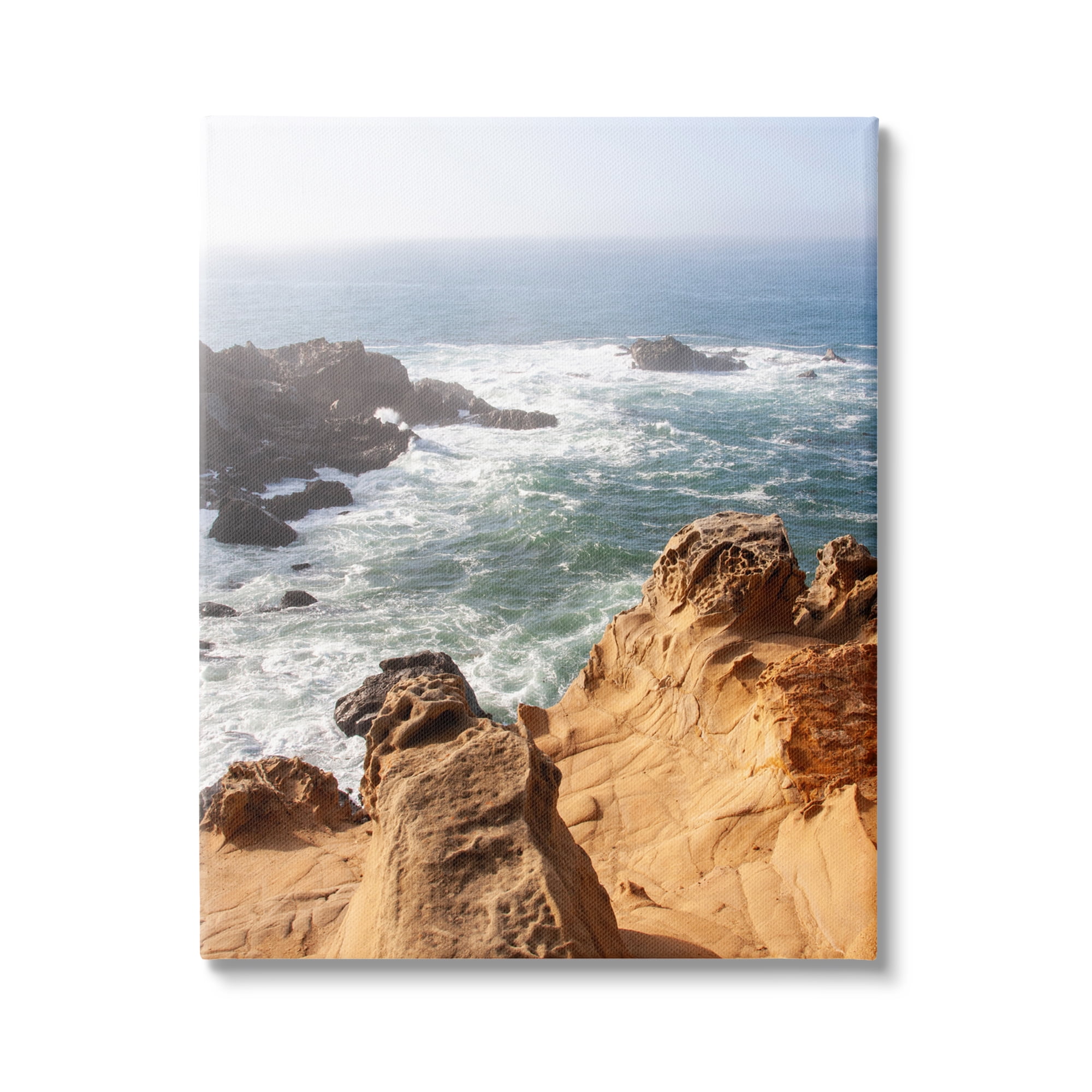 Stupell Industries Sea Cove Splashing Waves Landscape Photography Gallery Wrapped Canvas Art Print Wall Art, 16 x 20